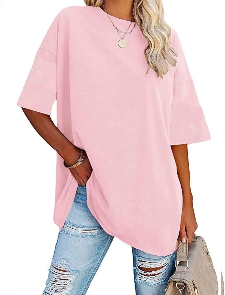 Ebifin Women's Oversize T-Shirt Crew Neck Short-Sleeve Tops, Casual Loose Basic Summer Tee Shirts, Blouse