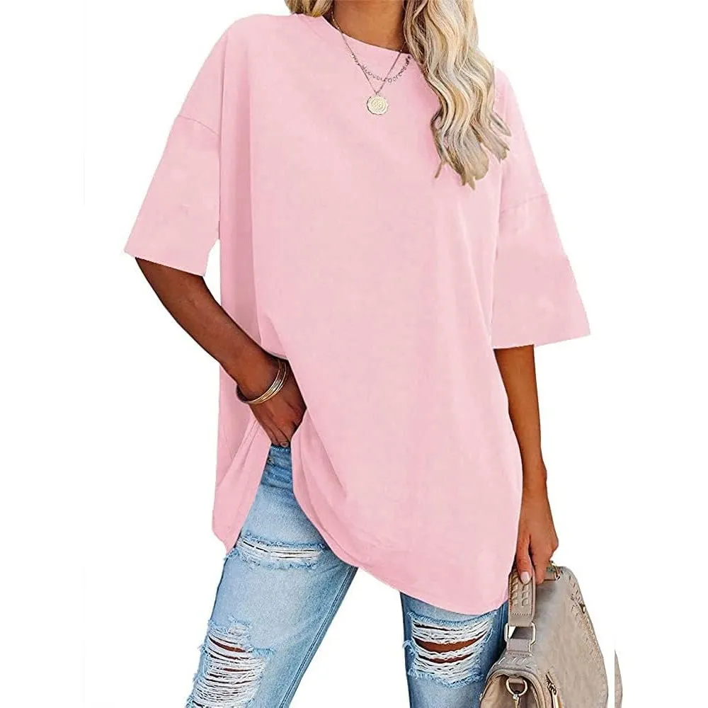 Ebifin Damen Tshirt Oversize Oberteile Rundhals