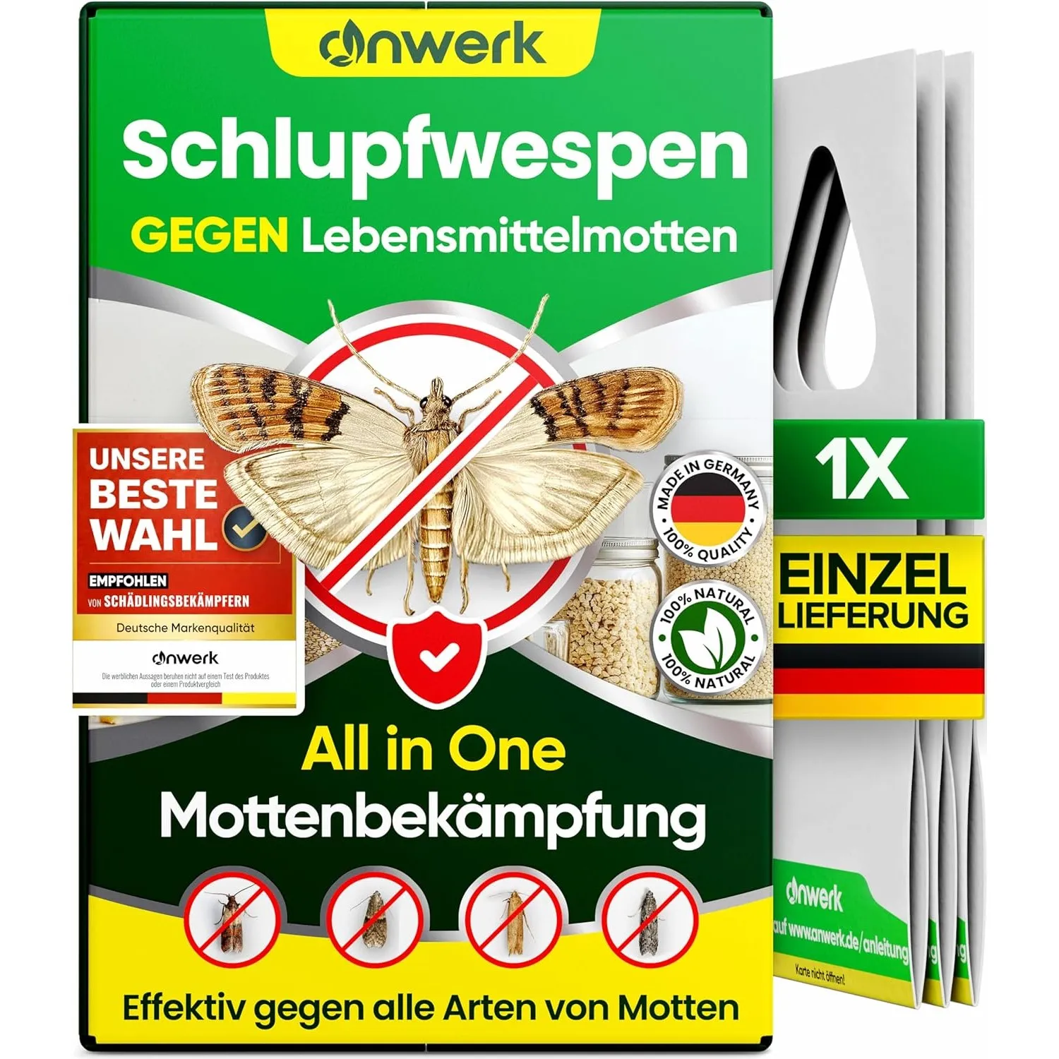 anwerk® Schlupfwespen gegen Lebensmittelmotten - 1 Karte à 1 Lieferung - Effektiv Lebensmittel Motten bekämpfen - Alter…