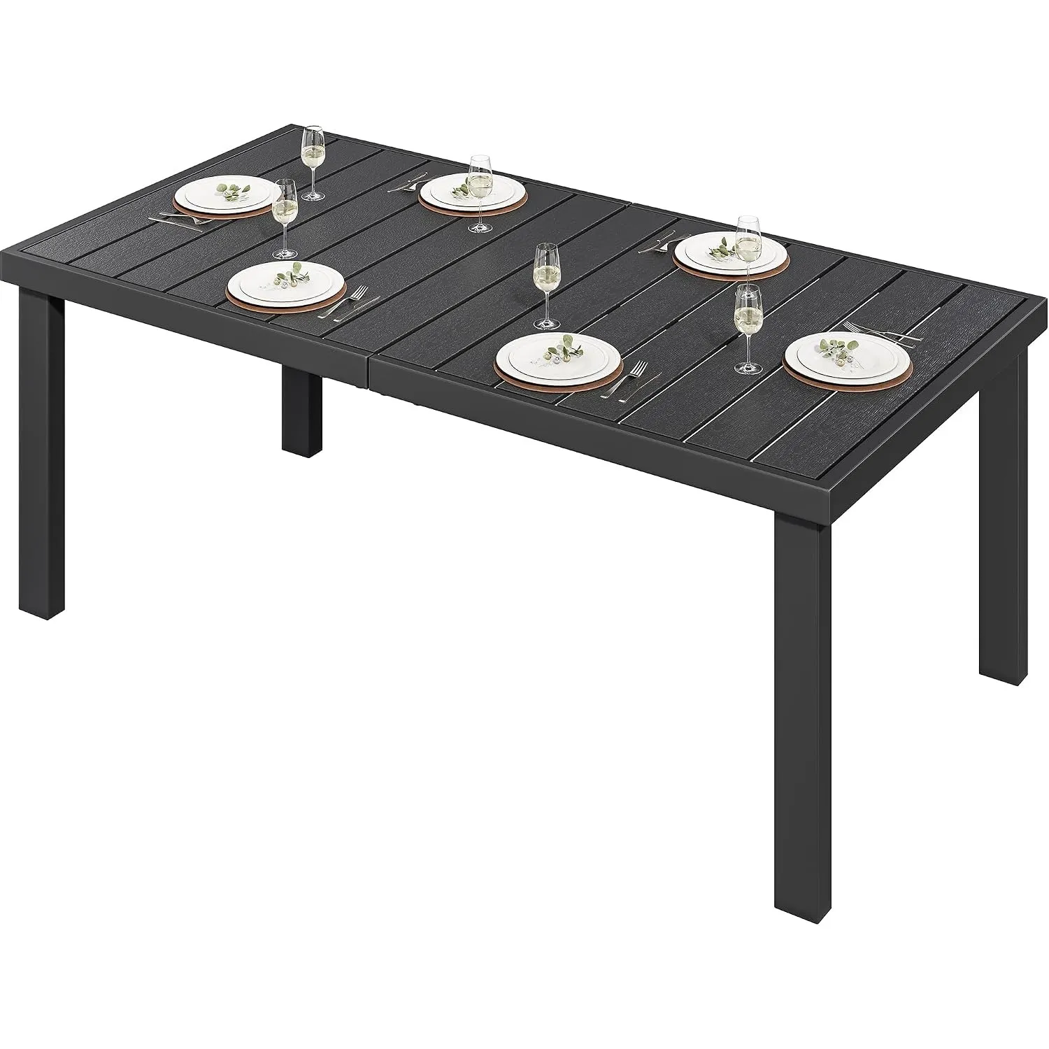 YITAHOME Gartentisch, 140x90cm Terrassentisch mit WPC-Holztischplatte und Aluminiumrahmen, wetterfest, quadratischer Ou…