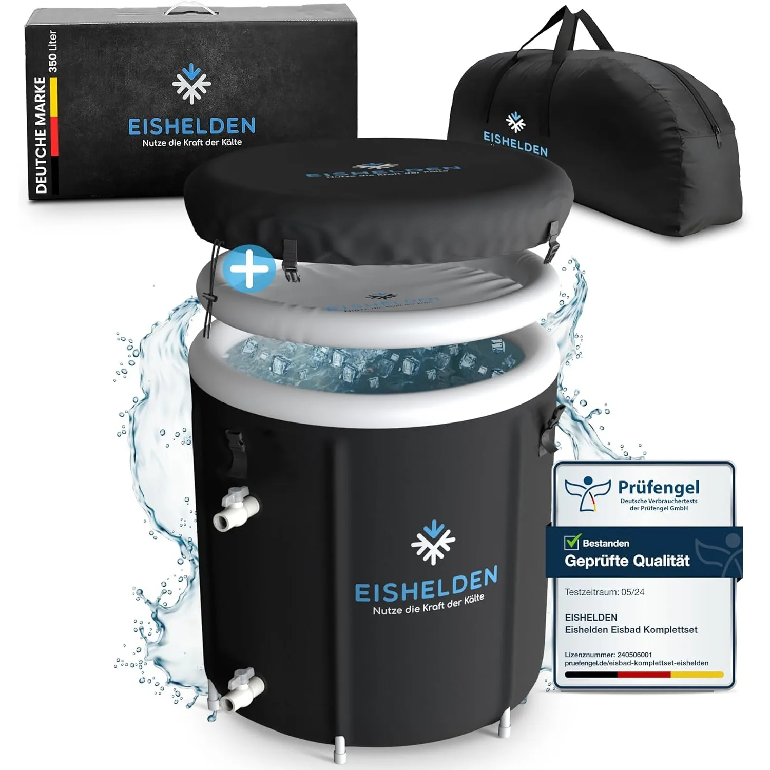 Eishelden Premium Eisbad (80 cm Ø) XL Komplettset - Kryotherapie für Sportler & Anfänger, erleben Sie die regenerative …