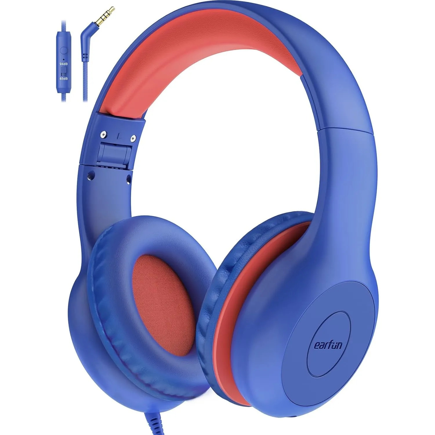 EarFun Kinder Kopfhörer mit 3,5 mm Kabel, Lautstärkebegrenzung, Marineblau | 85/94 dB für kindgerechtes Hören, bequem, …