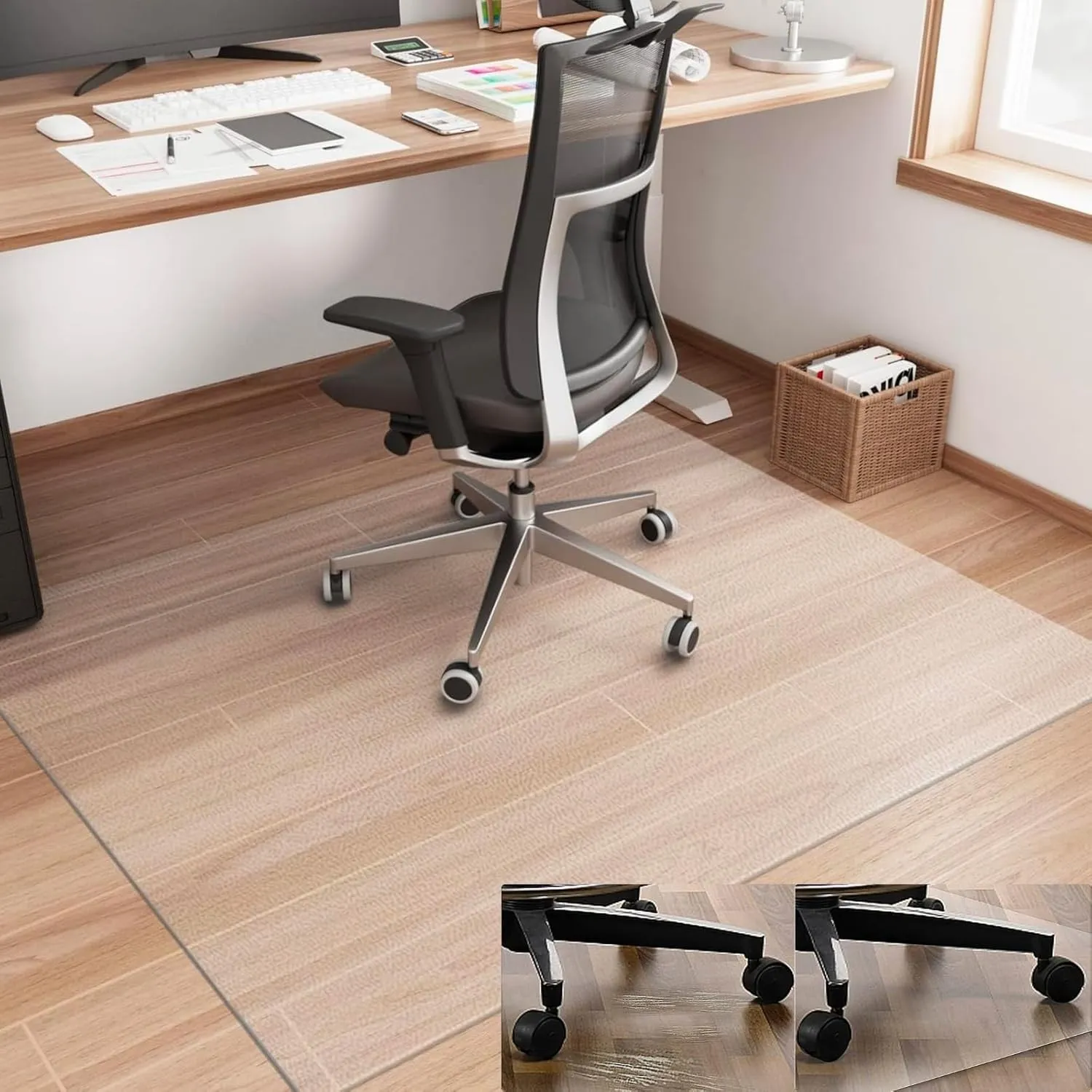Artwelt Bodenschutzmatte Bürostuhl Transparent 1.5mm Bodenmatte 120X100cm