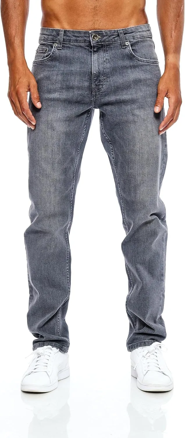 JEEL Herren-Jeans - Regular-Fit Straight-Cut - Stretch - Jeans-Hose Basic Washed