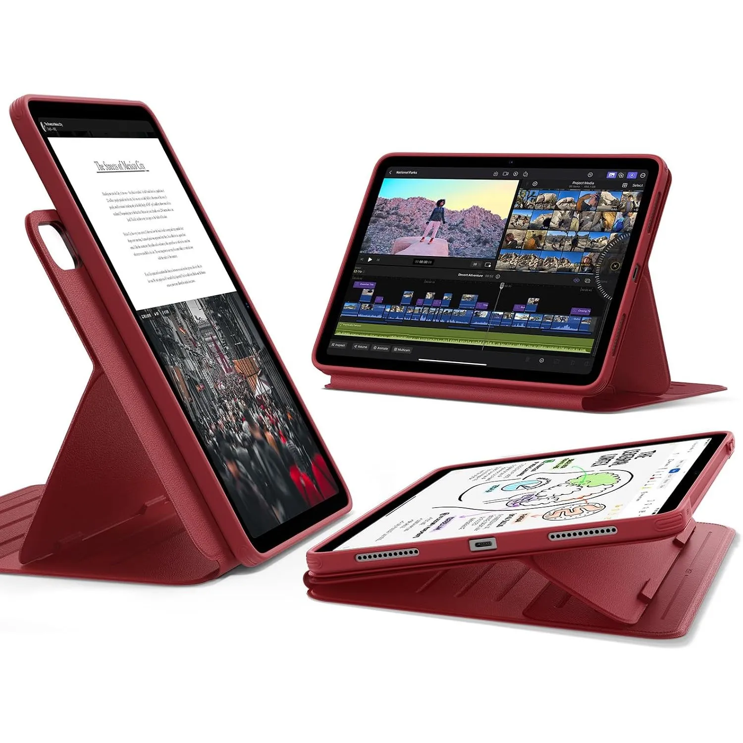 ESR für iPad Air 11 Zoll Hülle M4/M3/M2, iPad Air 5./4.Hülle, Rot