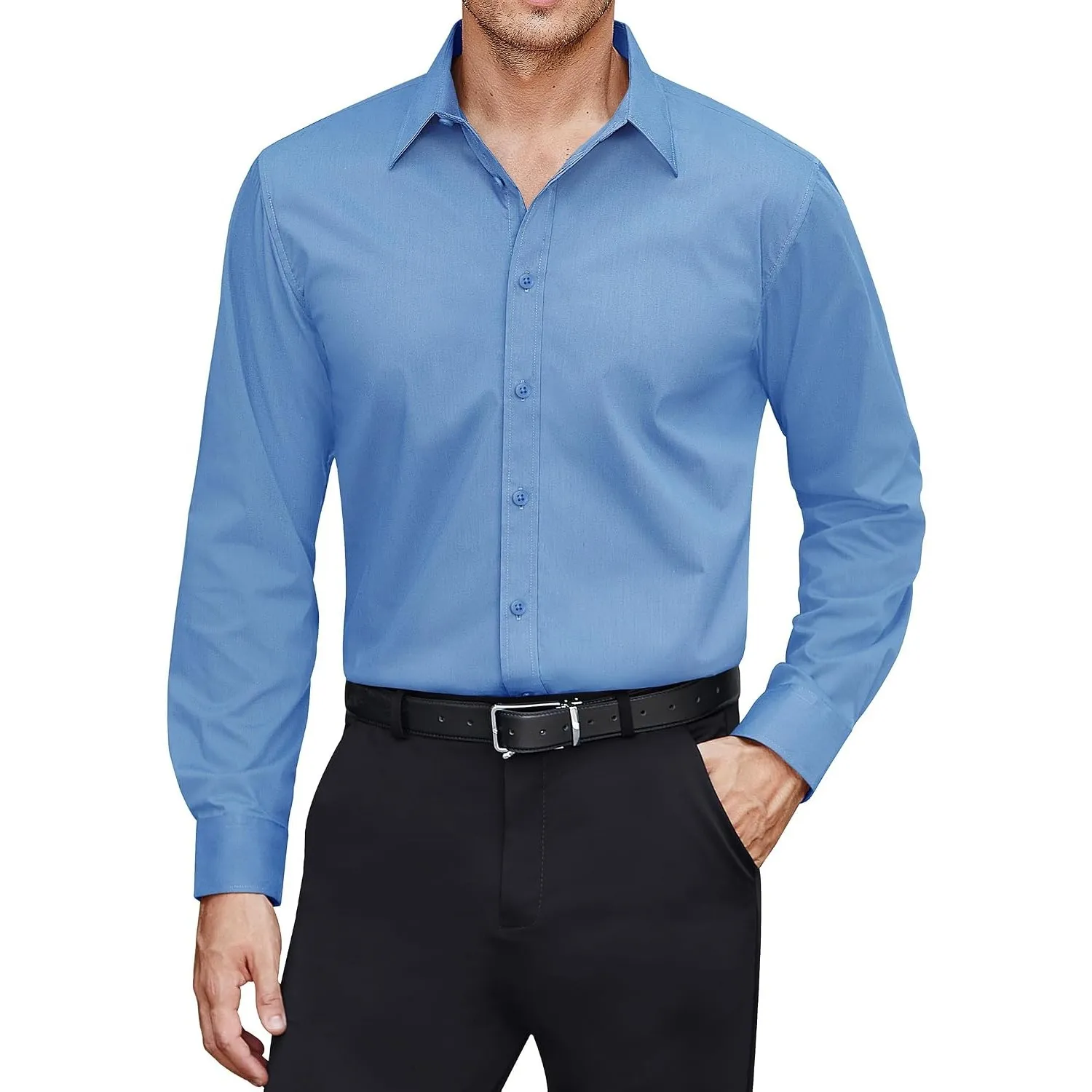J.VER Herren Hemd Fleckenschutz Hemden Regular Fit Bügelleichtes Langarmhemd Klassisch Stretch Businesshemd Freizeit Ho…