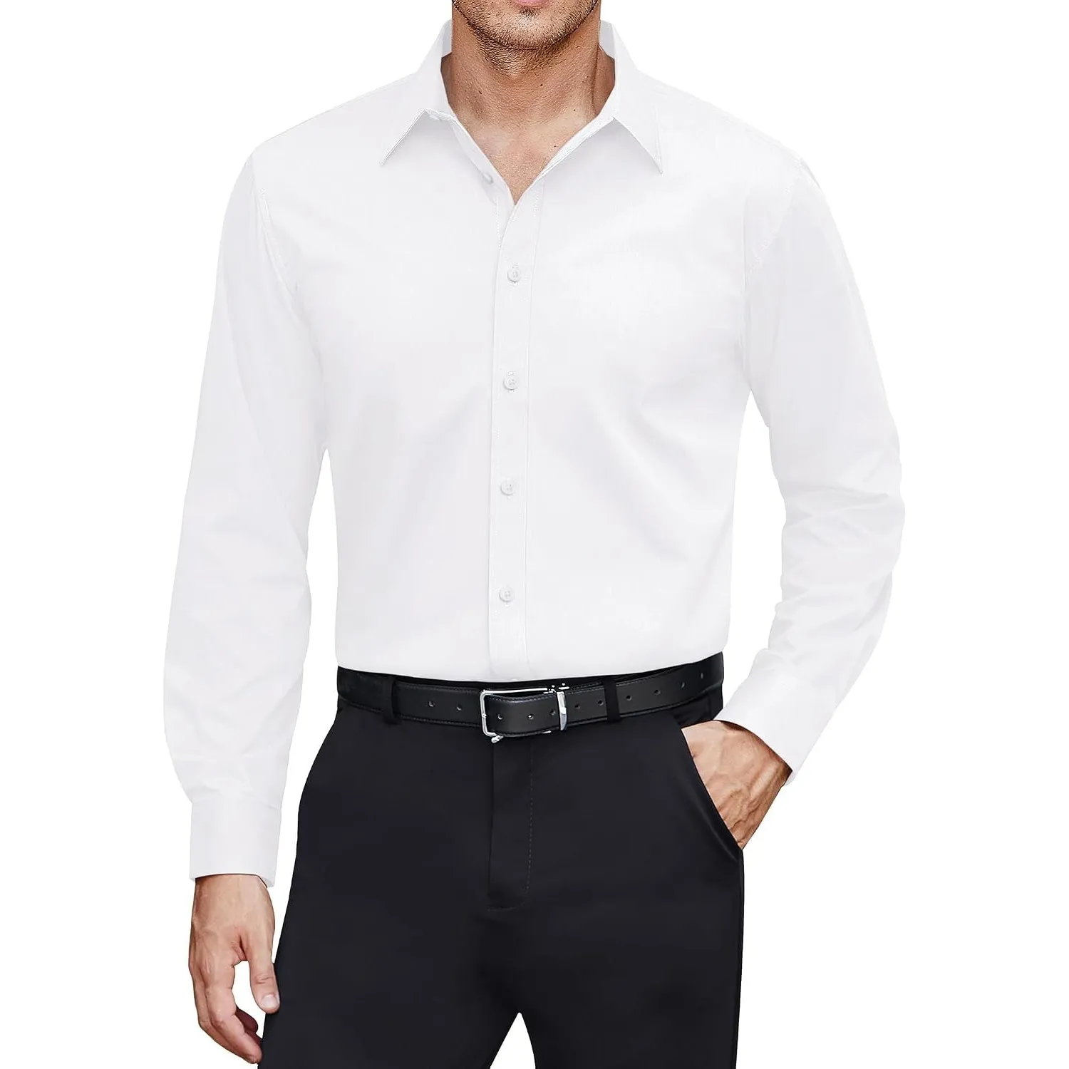 J.VER Herren Hemd Fleckenschutz Hemden Regular Fit Bügelleichtes Langarmhemd Klassisch Stretch Businesshemd Freizeit Ho…