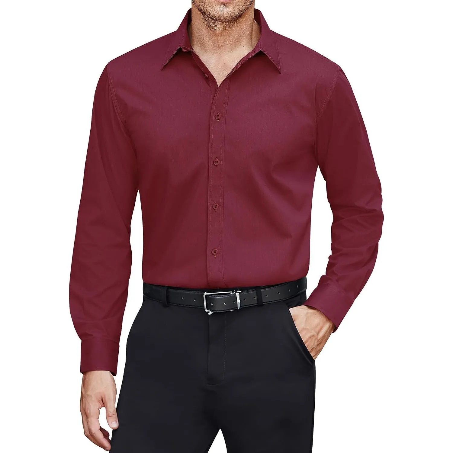 J.VER Herren Hemd Fleckenschutz Hemden Regular Fit Bügelleichtes Langarmhemd Klassisch Stretch Businesshemd Freizeit Ho…