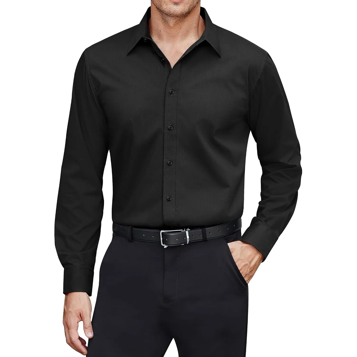 J.VER Herren Hemd Fleckenschutz Hemden Regular Fit Bügelleichtes Langarmhemd Klassisch Stretch Businesshemd Freizeit Ho…
