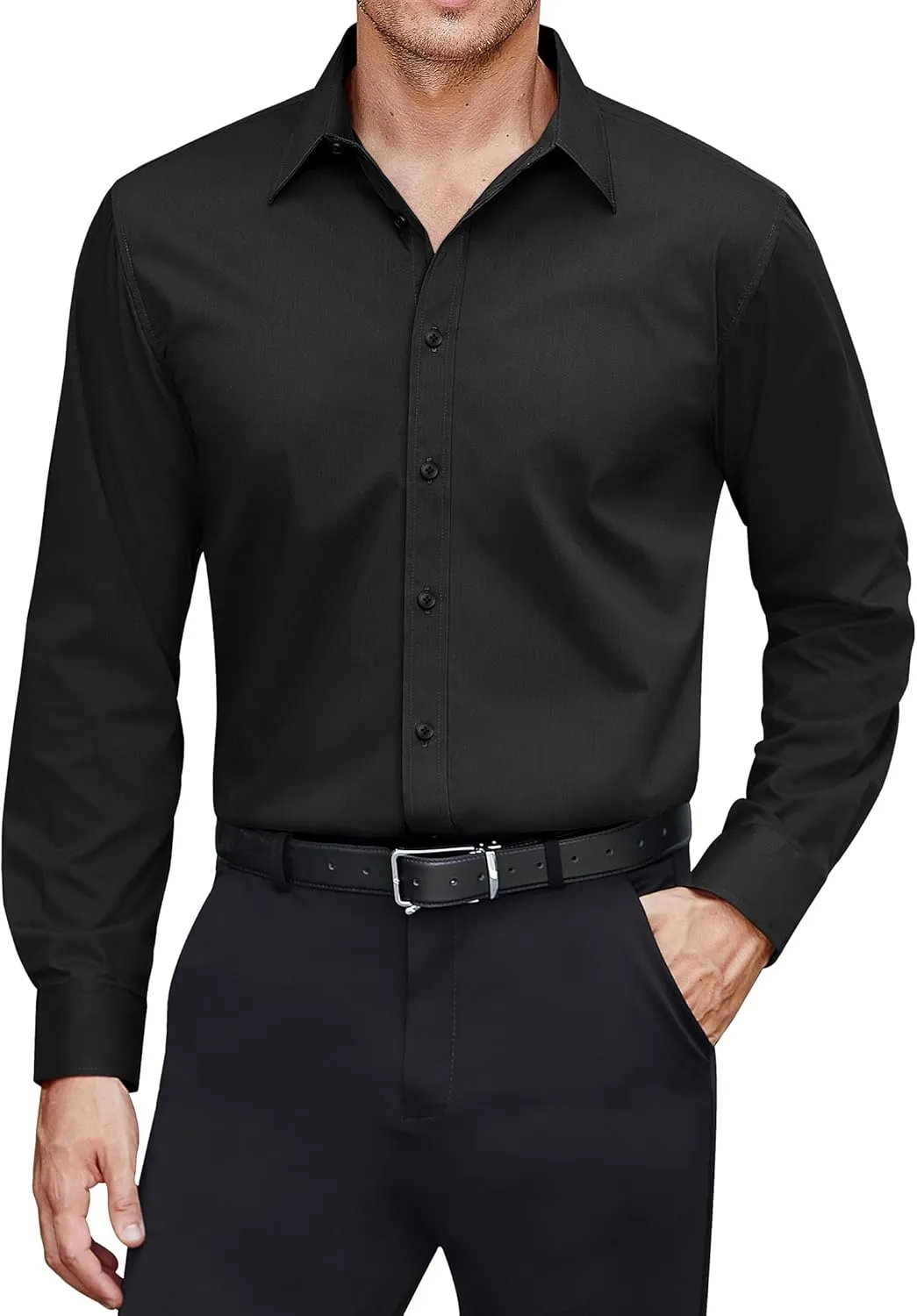 J.VER Herren Hemd Fleckenschutz Hemden Regular Fit Bügelleichtes Langarmhemd Klassisch Stretch Businesshemd Freizeit Ho…
