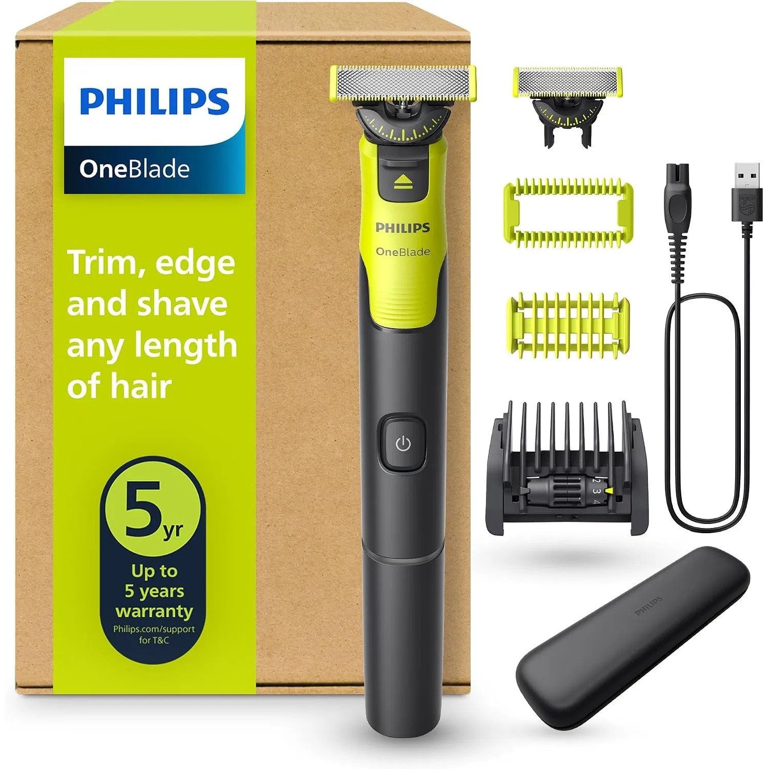 Philips OneBlade 360 Face & Body mit App-Anbindung - Elektrischer Bartschneider, Rasierer und Bodygroom mit 360-Technol…