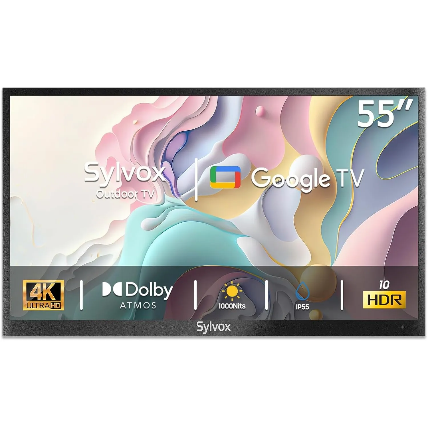 SYLVOX Outdoor TV, 55 Zoll Smart TV wasserdichte Outdoor Fernseher, 4K Fernseher für draußen, Unterstützung Google Assi…