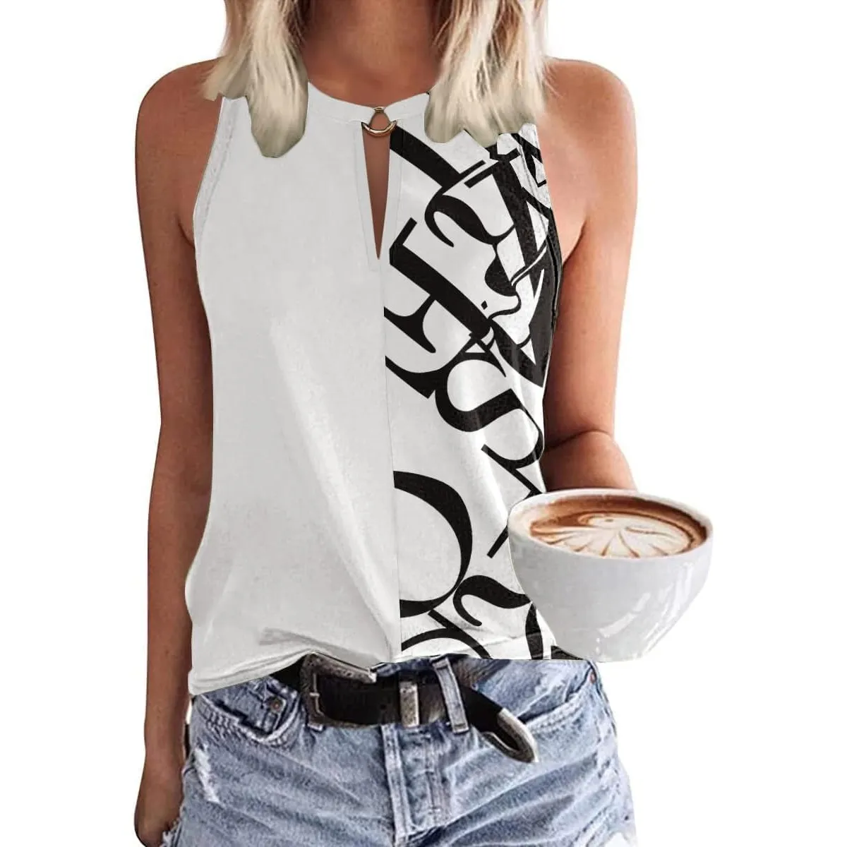 Tanmolo Damen Tank Top Ärmellos Oberteile Sommer Tanktops V-Ausschnitt Blusentop Strand Sexy Vest Top Bluse