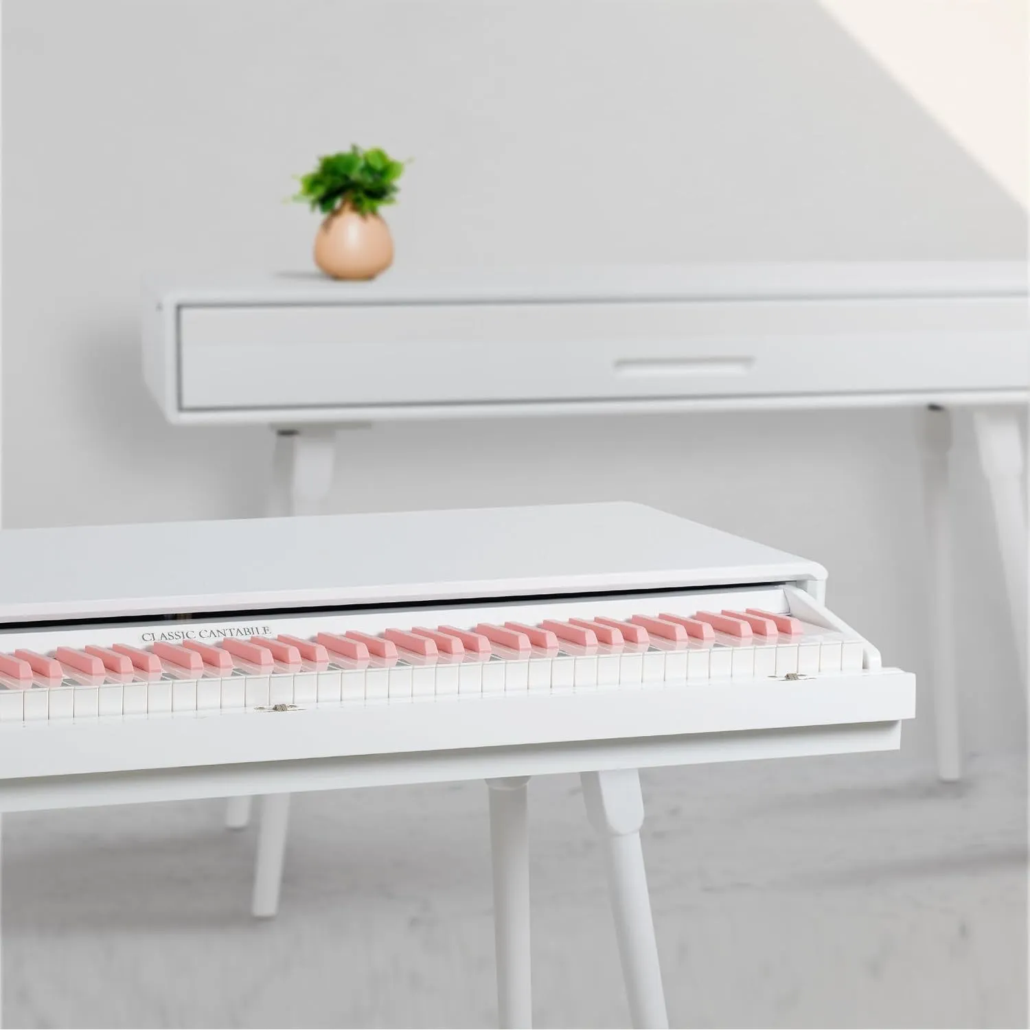 Classic Cantabile DP-730 WP Digitalpiano - Tisch mit eingebautem Piano - Mit pinken Tasten - 88 Tasten Klavier mit Hamm…