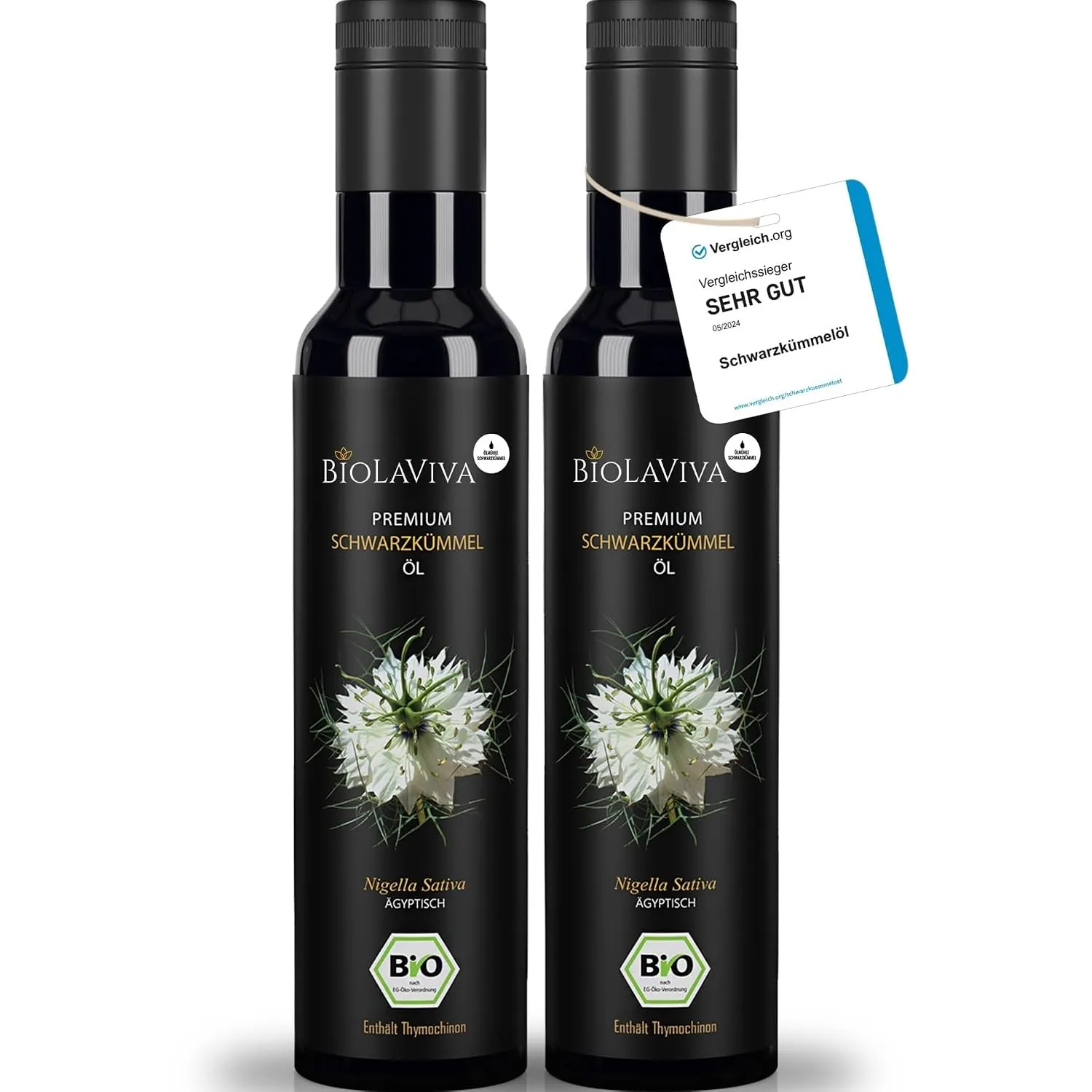 Premium BIO Schwarzkümmelöl – kaltgepresst & ungefiltert – hoher Thymochinongehalt - 100% Nigella sativa aus Ägypten – …