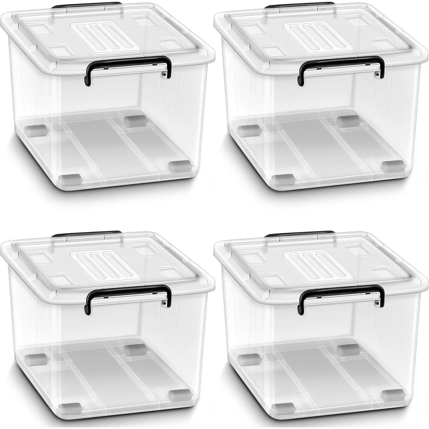 tillvex® Aufbewahrungsboxen mit Deckel 4er Set - 42 Liter, lebensmittelecht