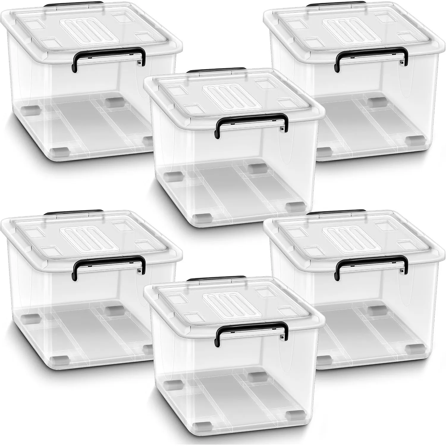 tillvex® Aufbewahrungsboxen mit Deckel 6er Set - 88 Liter, lebensmittelecht