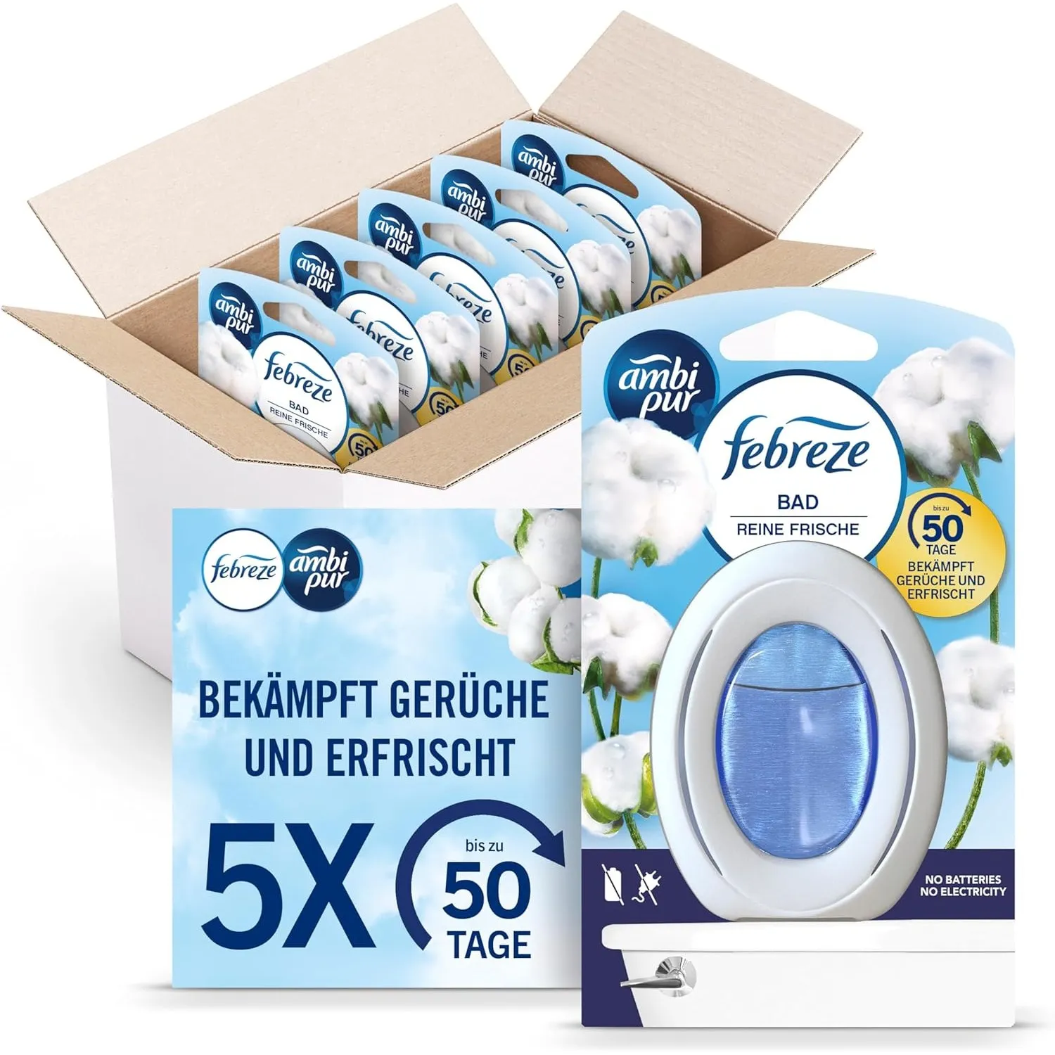 Febreze Bad Lufterfrischer Reine Frische, 5 Stück