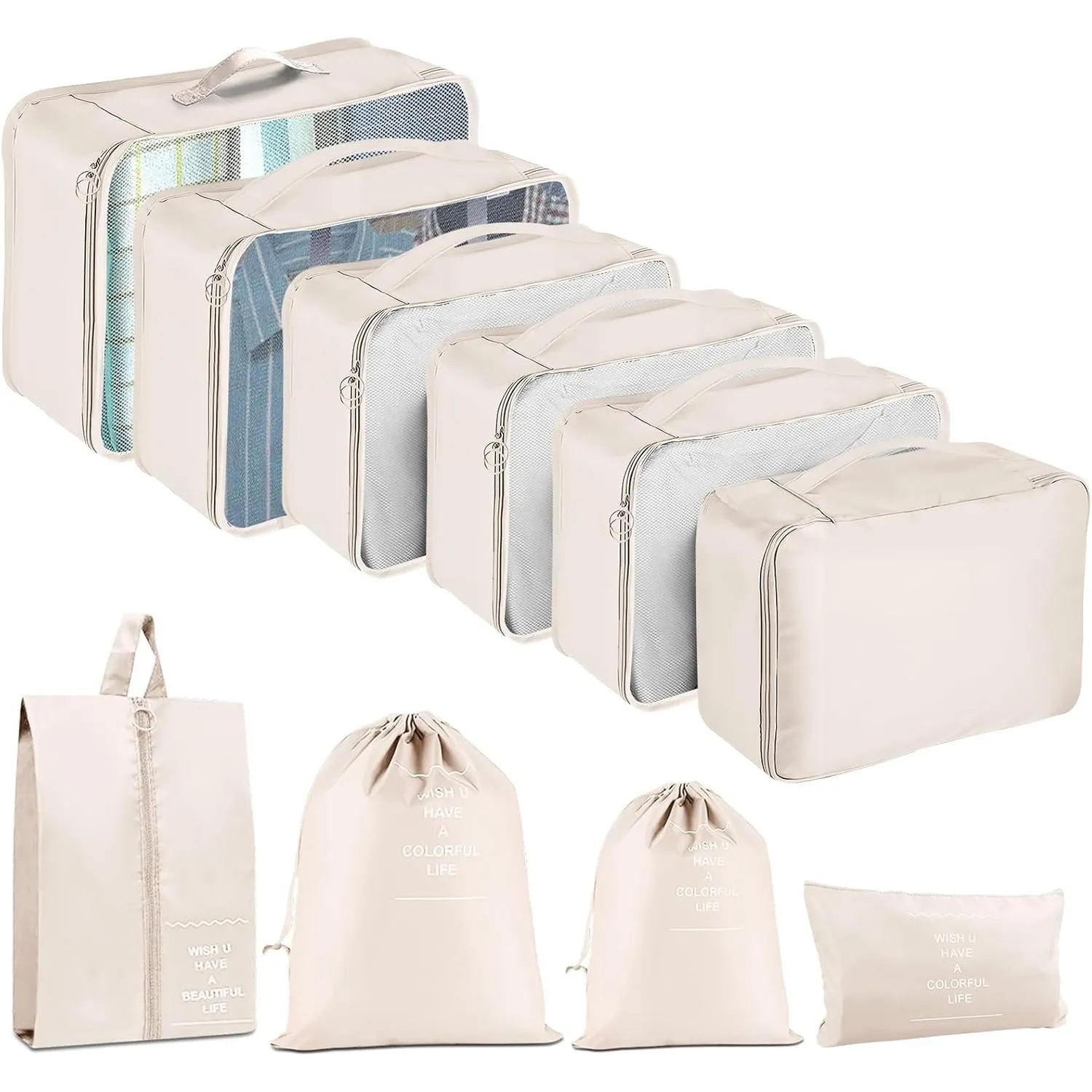 Koffer Organizer Set, 10 Stück Packing Cubes for Suitcase Travel Accessories Kofferorganizer Set Kleidertaschen Packwür…