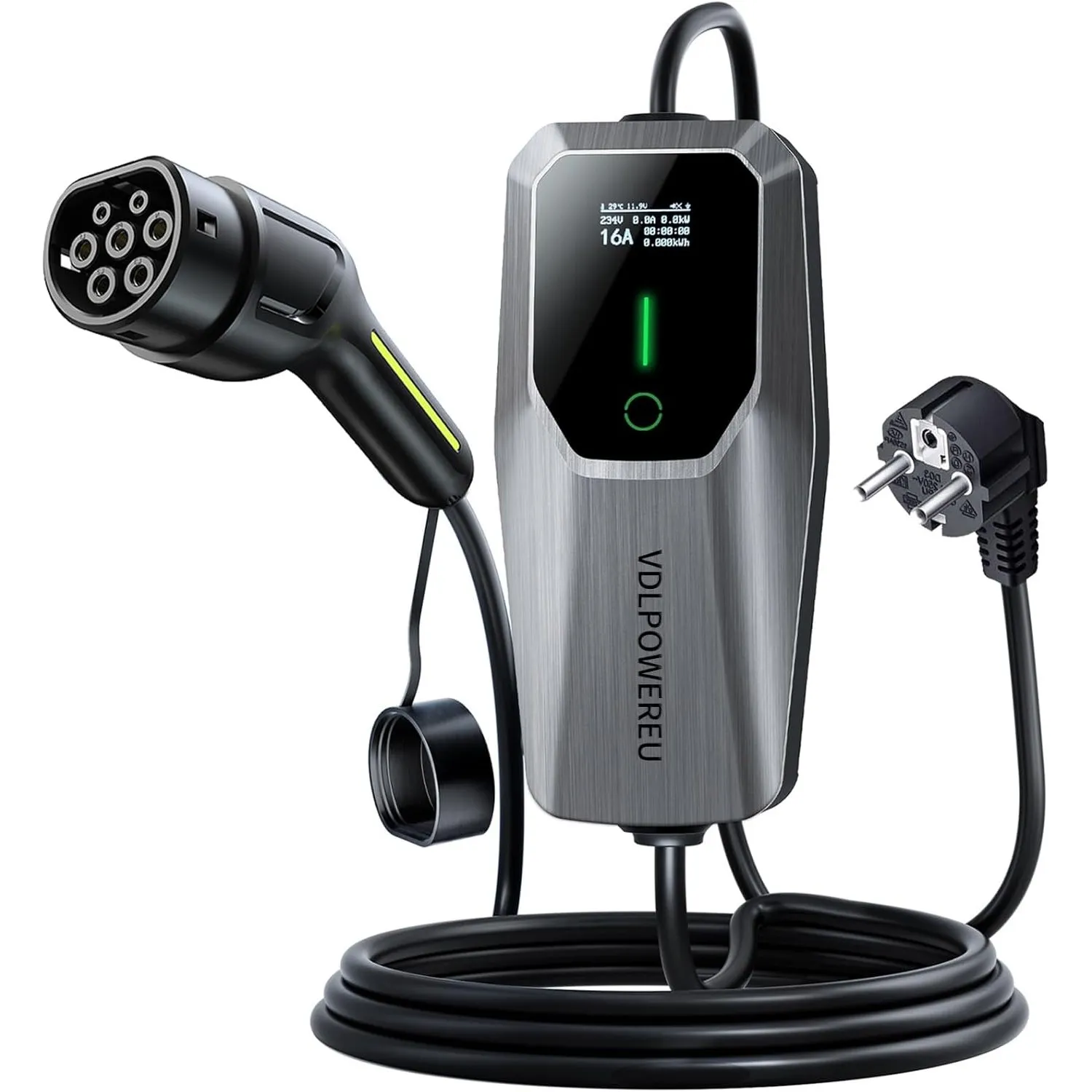 Ladekabel Typ 2, 3.6KW /5M Ladekabel Elektroauto, 6A-16A LED-Anzeige Tragbare EV Ladegerät, VDLPOWEREU Typ 2 für Elektr…