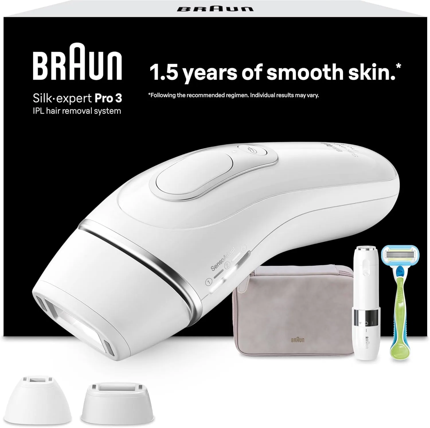 Braun IPL Geräte Haarentfernung Silk·expert Pro 3, PL3136, Weiß/Silber - Alternative Laser Haarentfernung für Zuhause, …