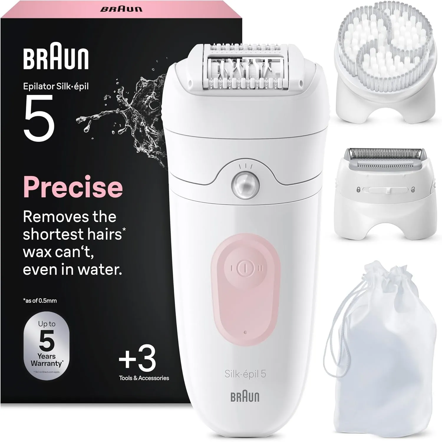 Braun Silk-épil 5 Epilierer Damen, Haarentferner für Langanhaltende Haarentfernung, Ladyshaver, Wasserdicht — Inkl. Tri…