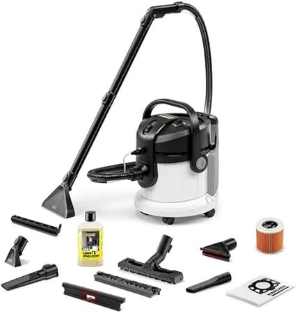 Karcher Waschsauger SE 4 Plus, 2-in-1-Sprühsaugschlauch, Frischwassertank: 4 l, Schmutzwassertank: 4 l, Teppichwaschdüs…