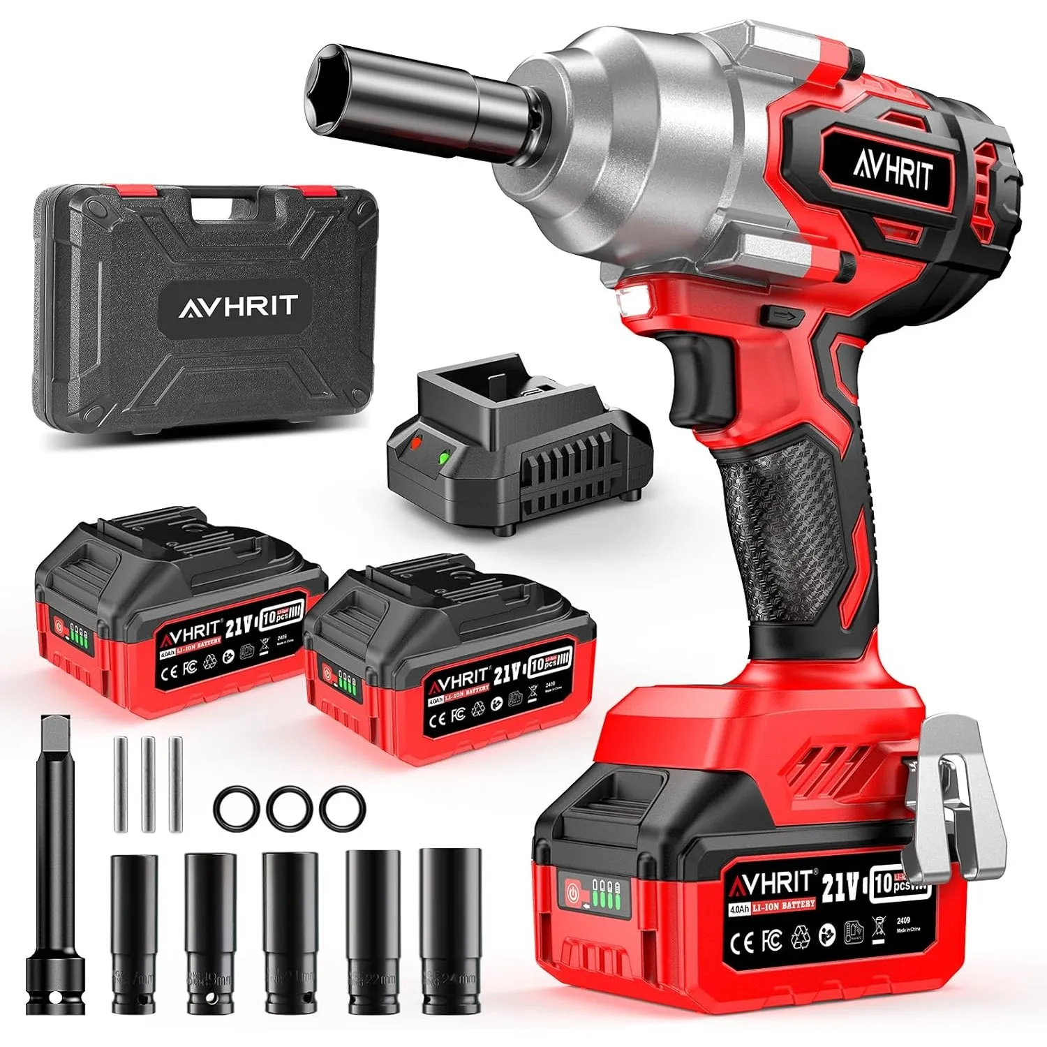 Schlagschrauber Akku 1300N.m Kompatibel mit Makita 18V Lithium-Akku | 1/2" Bürstenloser Akku-Schlagschrauber mit 2x 400…