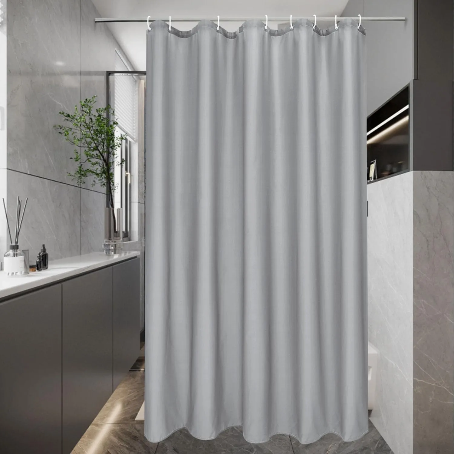 EurCross Duschvorhang 120x180 Grau Schmal Wasserdicht Dusch Vorhang, Textil Stoff Anti-Schimmel Waschbar Badevorhang fü…