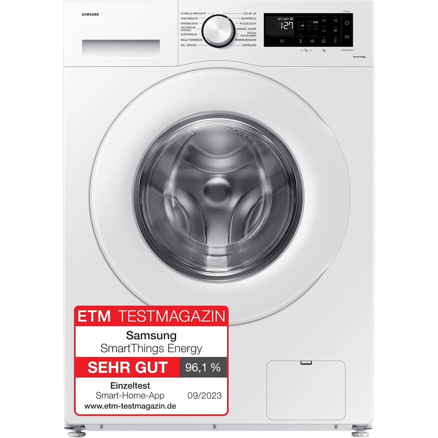 Samsung Waschmaschine, 8 kg, 1.400 U/min, EEK: A, Mikroplastik-Programm, Ecobubble, 14 Programme, WiFi SmartControl, We…