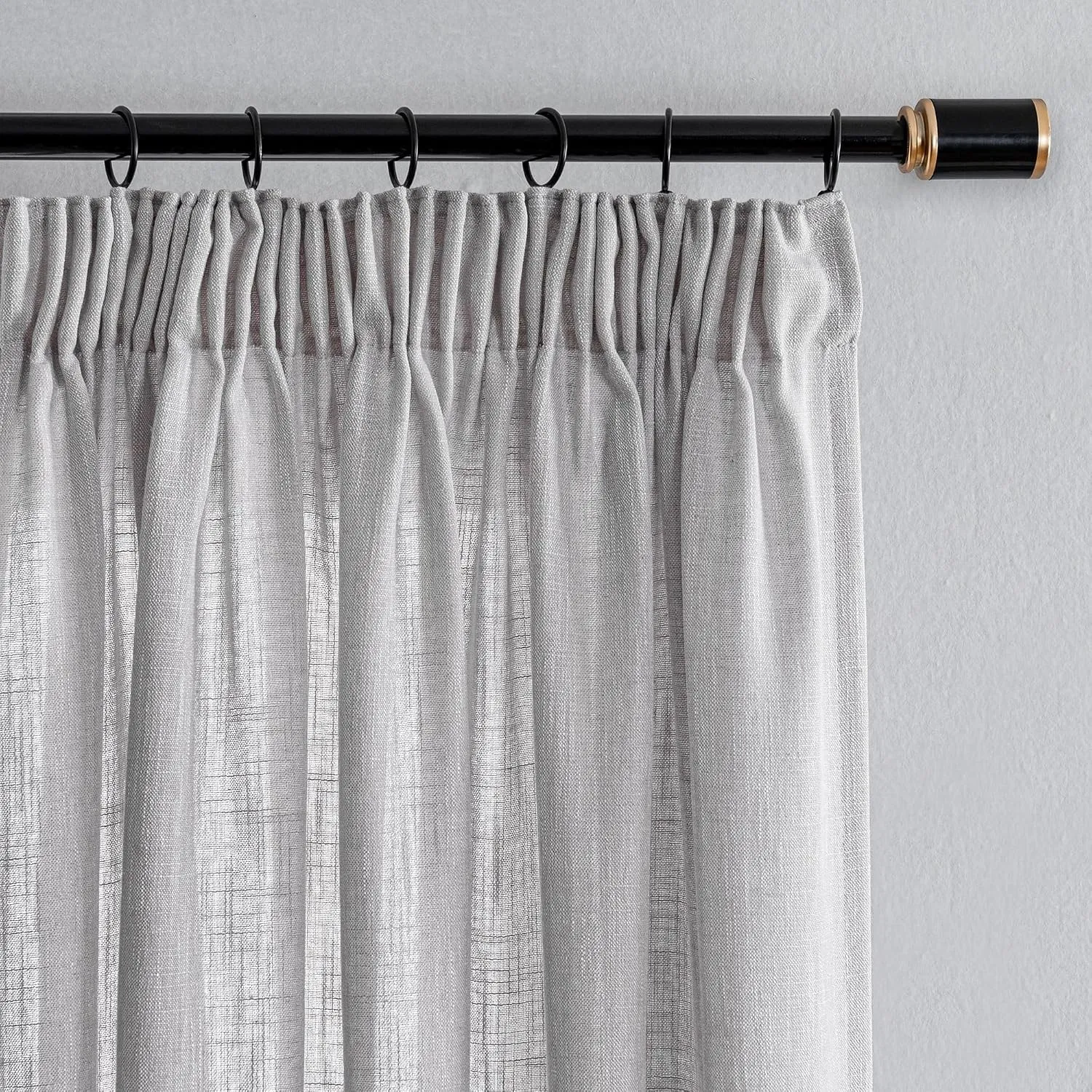 MYSKY HOME Leinen Vorhänge Halbtransparent Gardinen mit Kräuselband | Hellgrau,2er Set,H260 x B140 cm,Wohnzimmer Leinen…