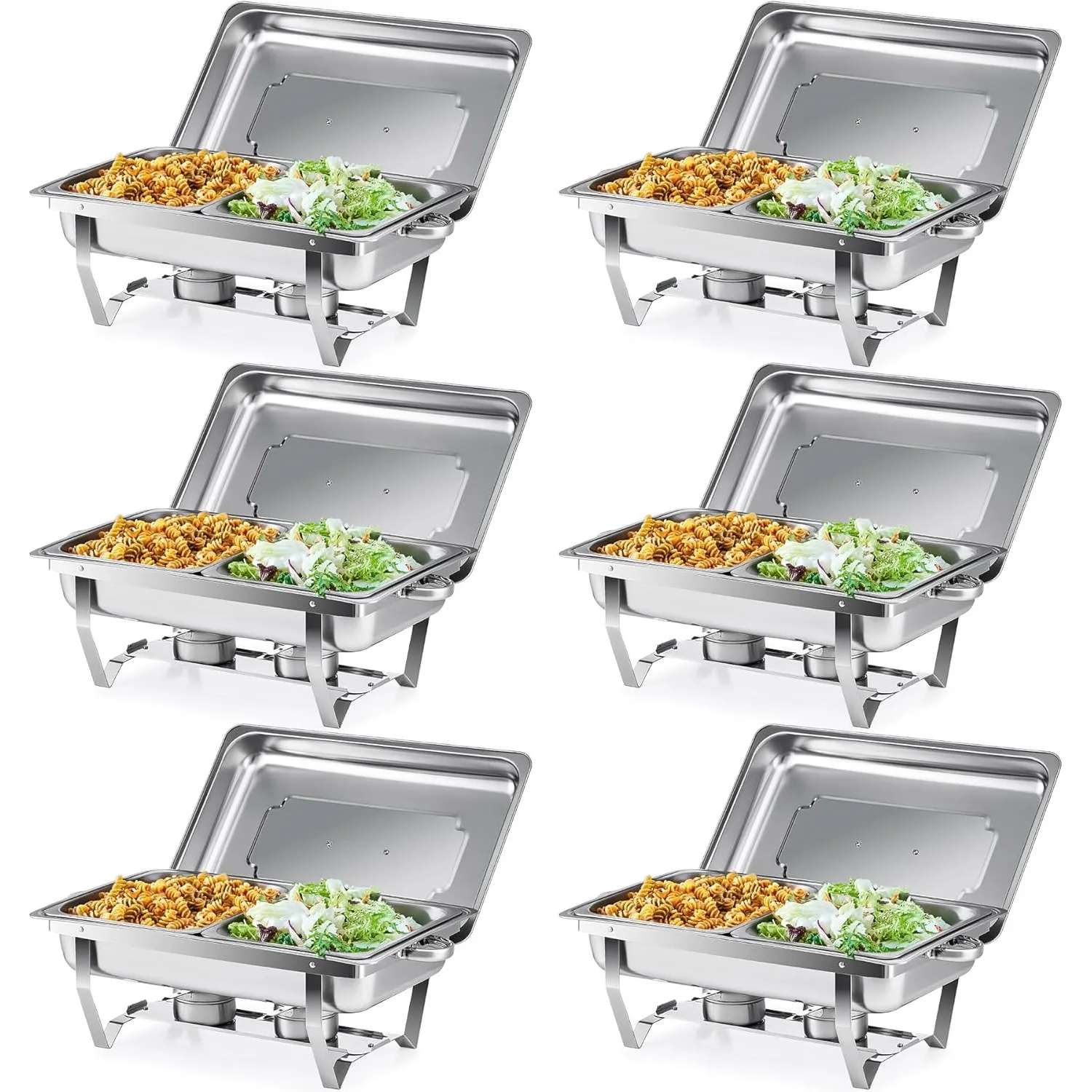 Wilprep Chafing Dish Edelstahl Buffet-Set Warmhaltebehälter Speisenwärmer Wärmebehälter Rechaud für Catering, Buffet un…