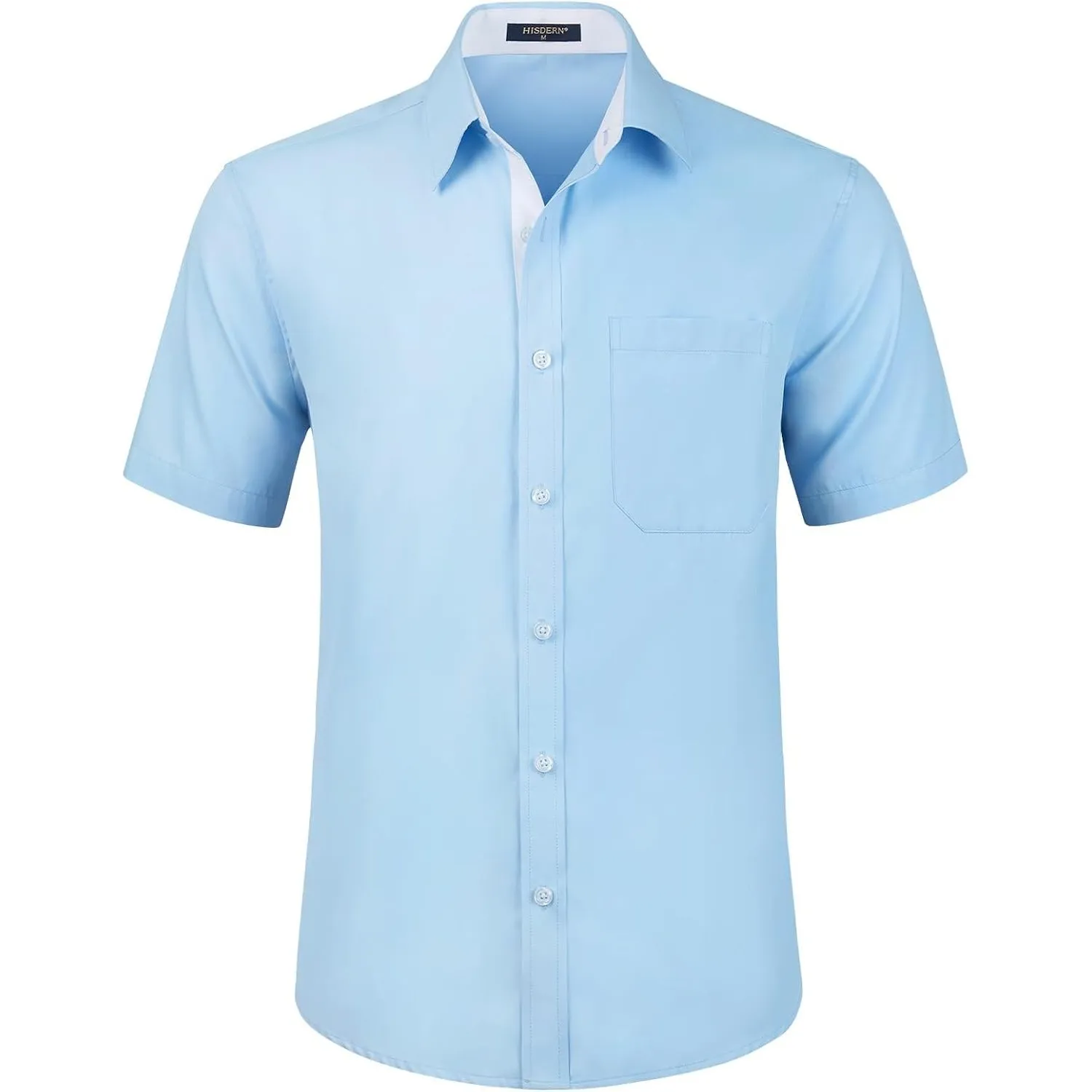 HISDERN Herren Hemd Kurzarm Freizeithemd Businesshemd Herren Kurzarm Hemden Regular Fit Bügelfreies Herrenhemd mit Brus…