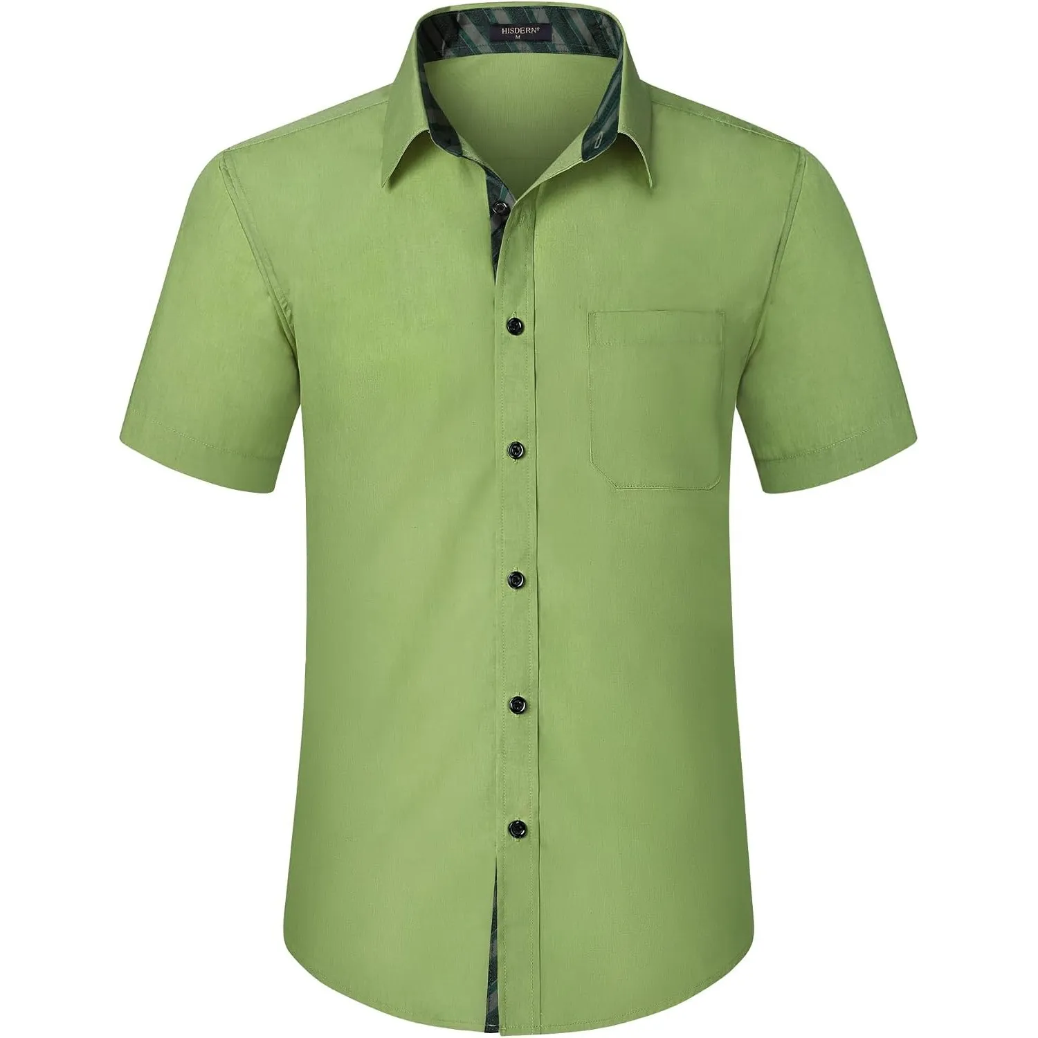 HISDERN Herren Hemd Kurzarm Freizeithemd Businesshemd Herren Kurzarm Hemden Regular Fit Bügelfreies Herrenhemd mit Brus…