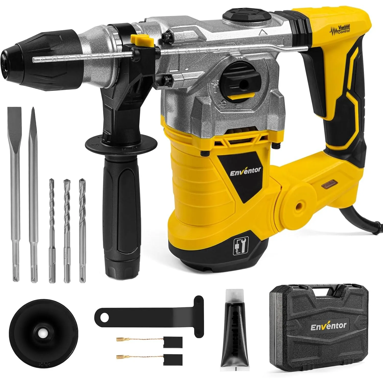 Enventor Bohrhammer mit 4 Funktionen, 1500W, 6,0J, SDS-Plus