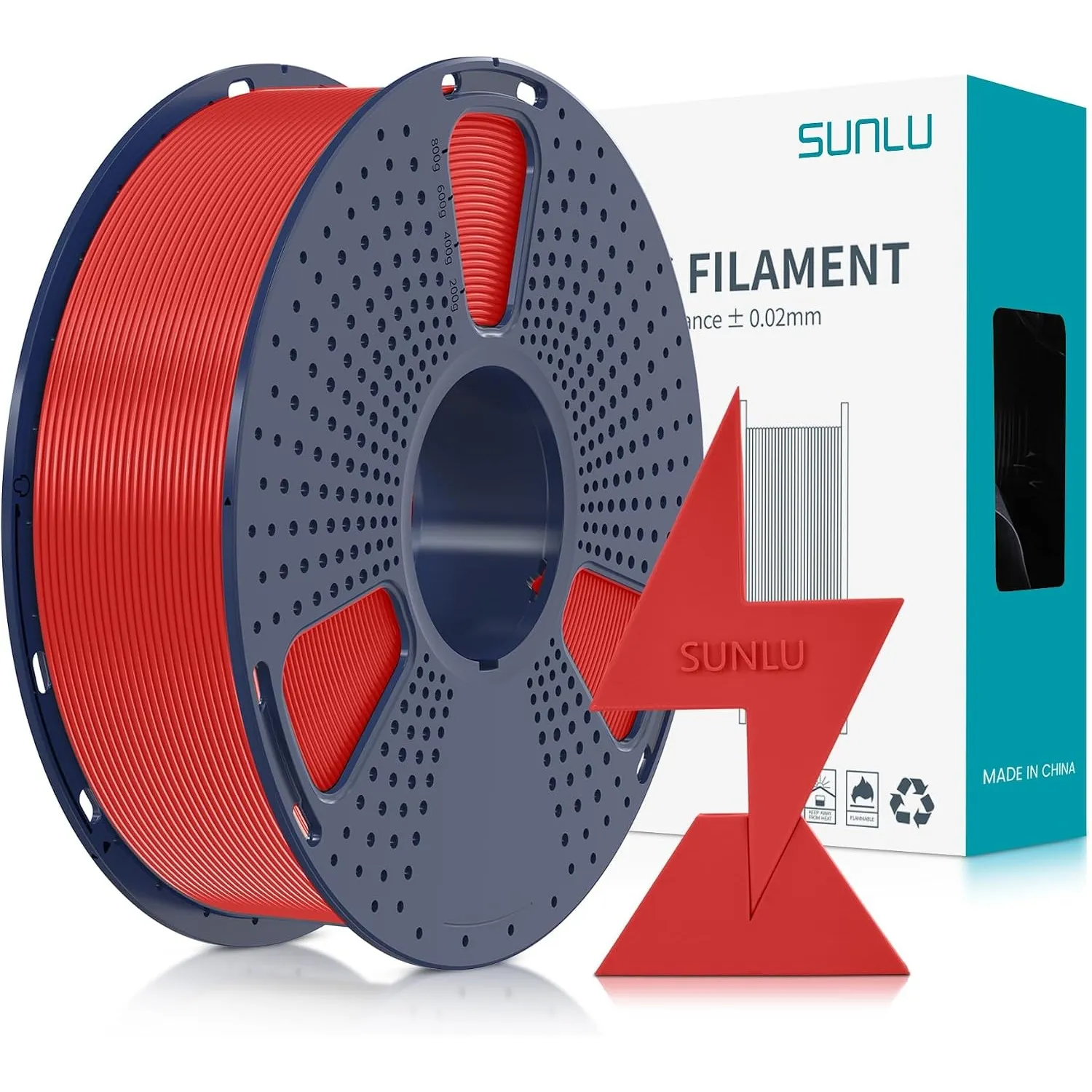 SUNLU Hyper PLA Filament 1,75 mm, High Speed 50–600 mm/s, 1KG PLA Rot