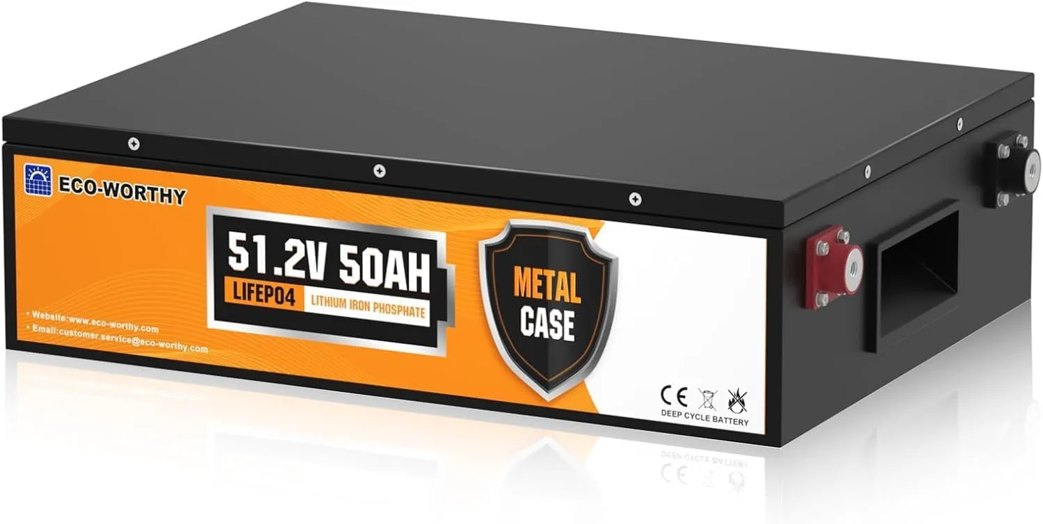 ECO-WORTHY LiFePO4 48V 50Ah Batterie mit BMS Schutz und 3000-15000Zyklen, Deep Cycle Lithium Batterie für Wohnmobil,Sol…