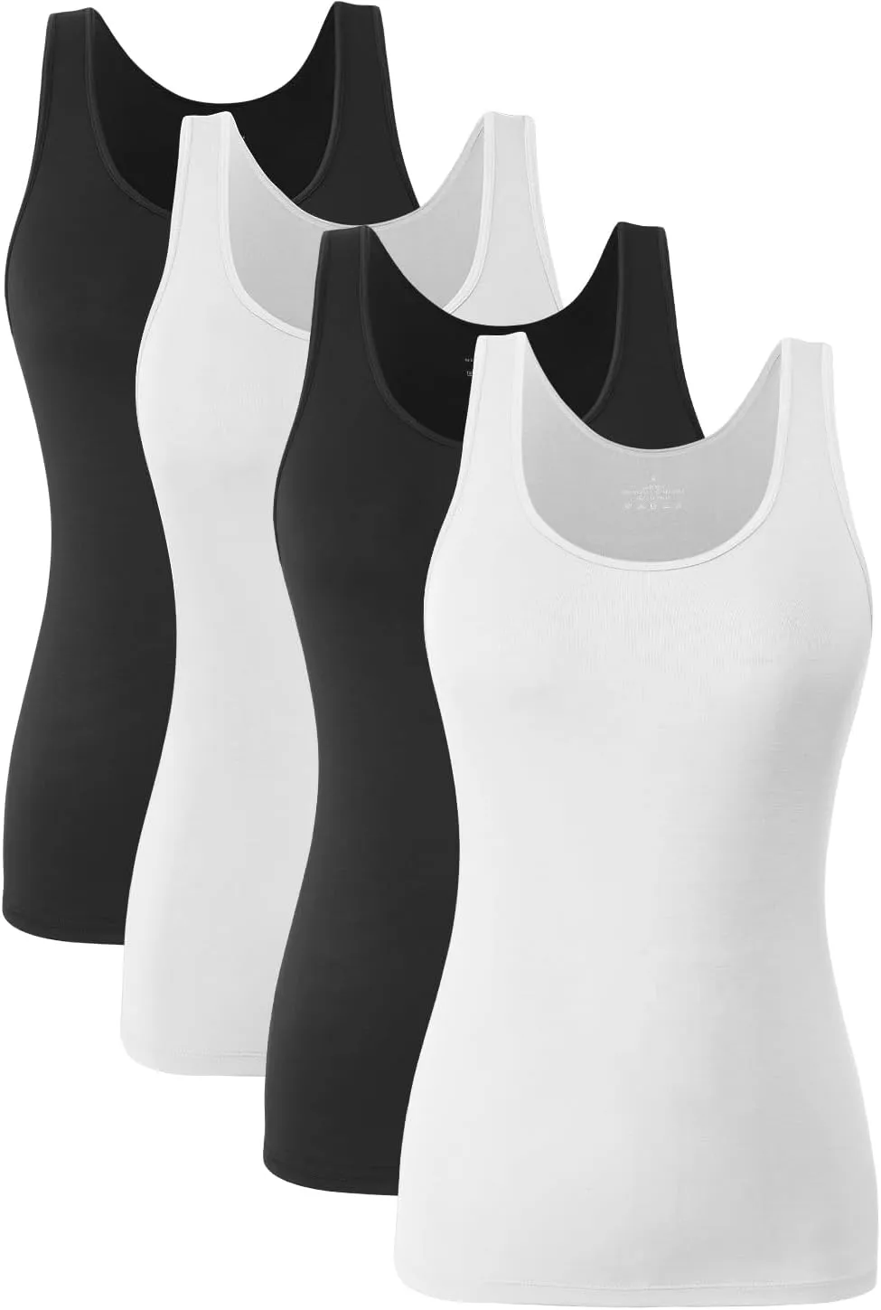 Knuffnee Damen Stretch Unterhemd Basic Tank Tops Workout Unterhemden Tops 4er Pack