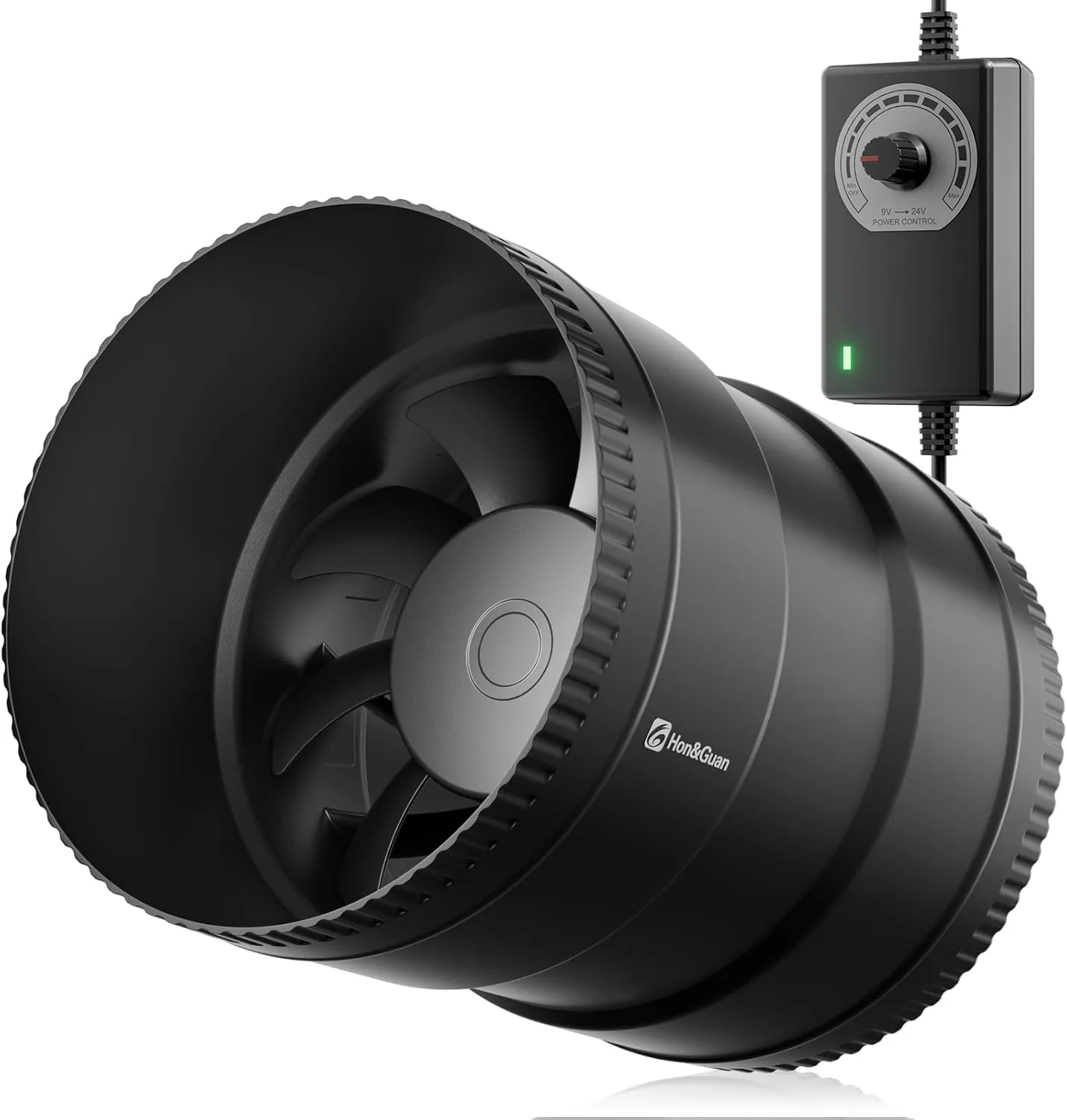 Hon&Guan 150 mm Adjustable Inline Pipe Fan, 587 m³/h Pipe Fan, Exhaust Fan with EU Plug, Duct Fan, Bathroom Fan for Con…