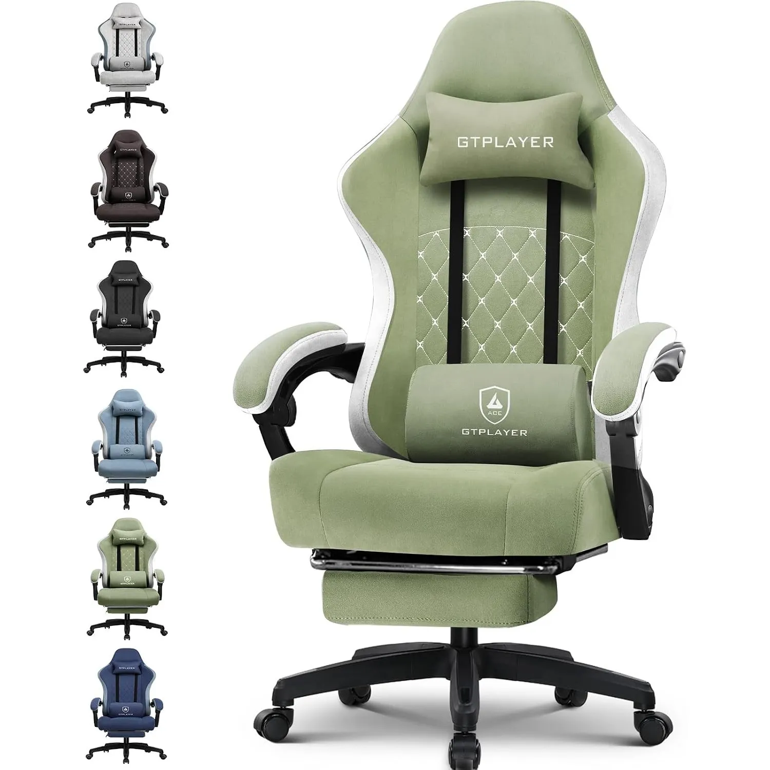 GTPLAYER Gaming Stuhl Ergonomischer Gaming Sessel Schreibtischstuhl mit Stoffoberfläche, Federsitzkissen, Verbindungsar…