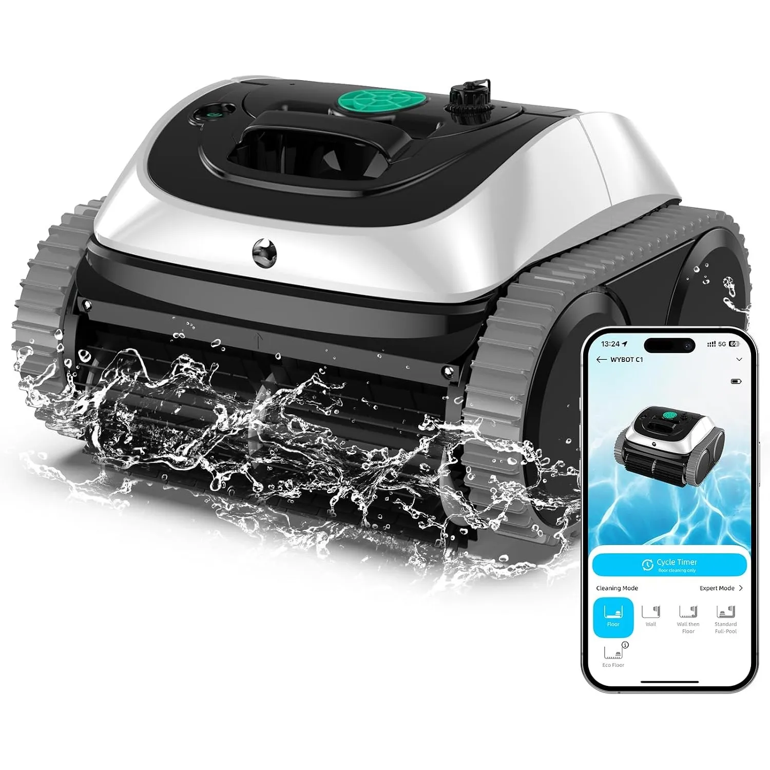 WYBOT C1 Poolroboter mit Akku Intelligente Routenplanung, Vollautomatisch Poolreiniger Boden, Wasserlinie, und Wandrein…