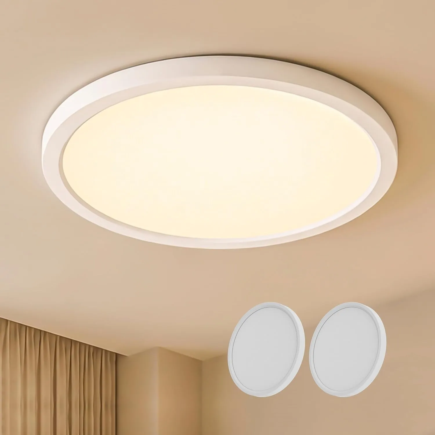 LQWELL LED Deckenleuchte Ultra Dünn Weiß 22cm 18W 4000K 2er Pack