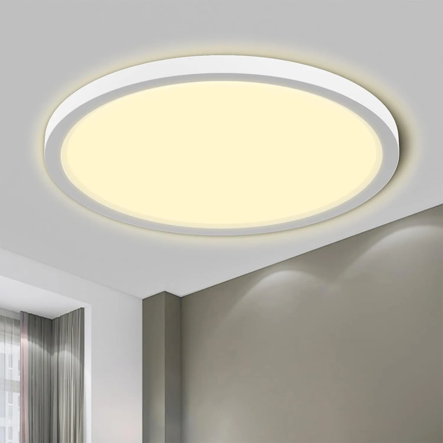 LQWELL LED Deckenleuchte Ultra Dünn Weiß 22cm 18W 1980lm 3000K
