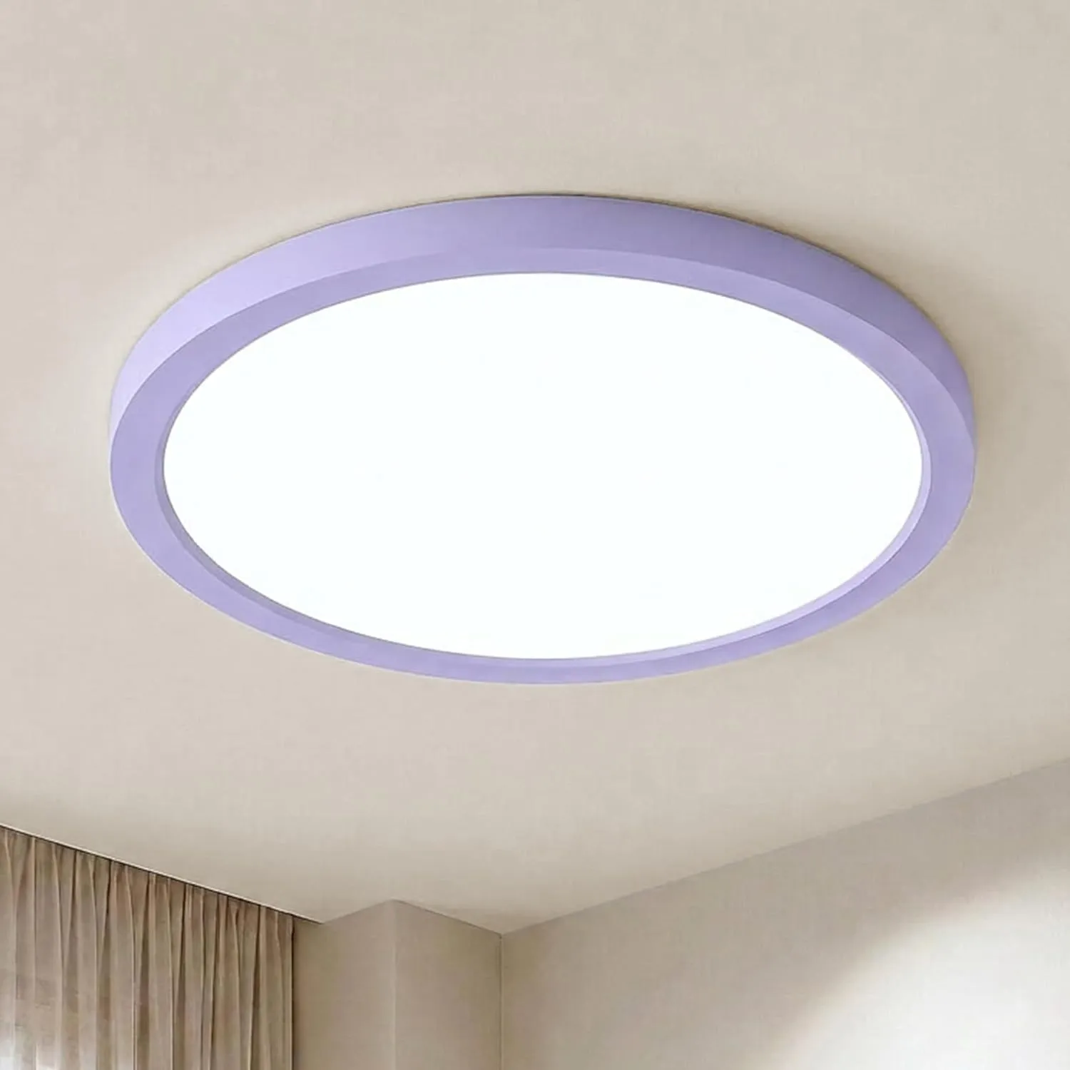 LQWELL LED Deckenleuchte Ultra Dünn Lila 22cm 18W 6000K