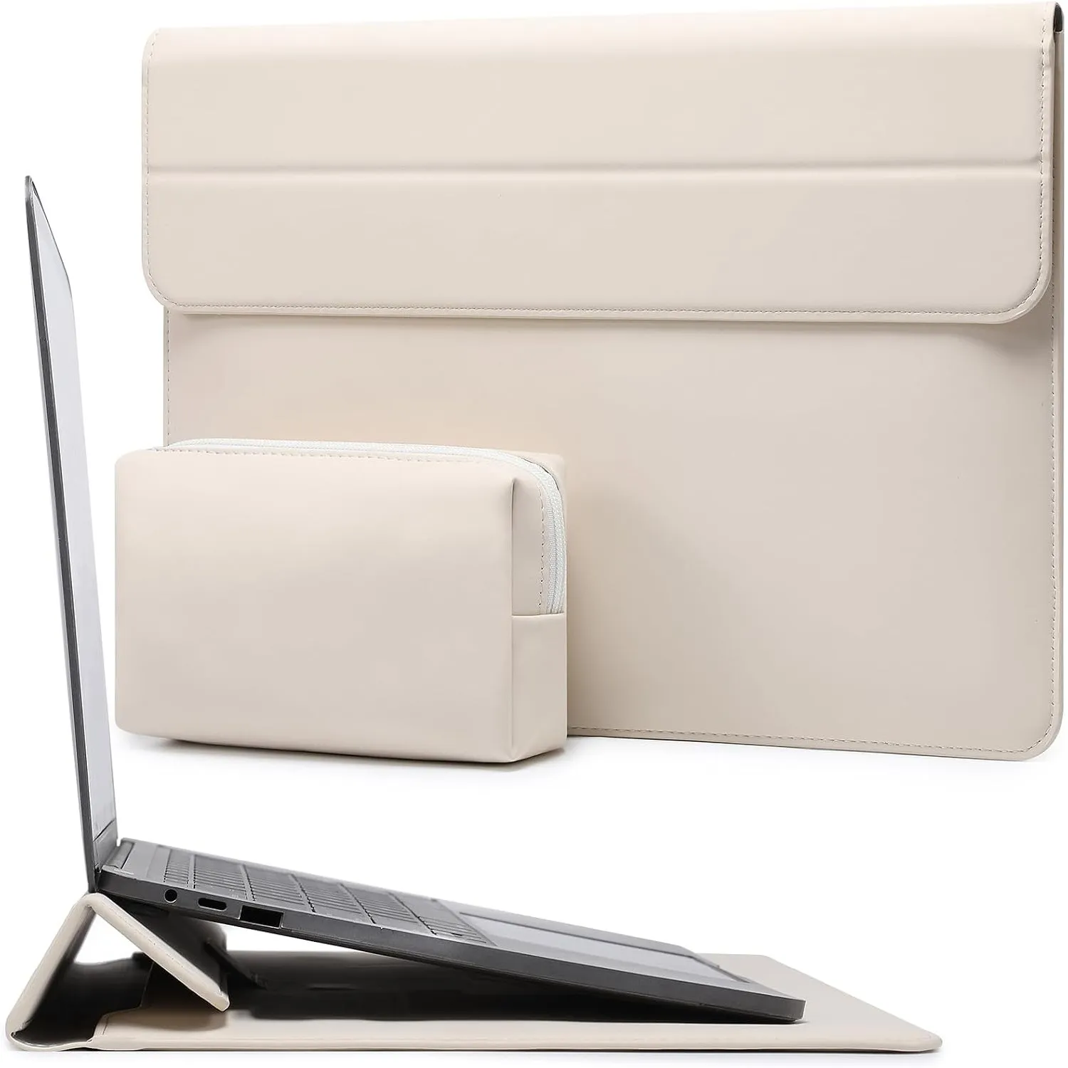HYZUO 13,3-14 Zoll Laptoptasche Hülle mit Ständerfunktion, Beige | für MacBook Pro 14 M5/M4/M3/M2/M1 A3426 A3427 2026-2…