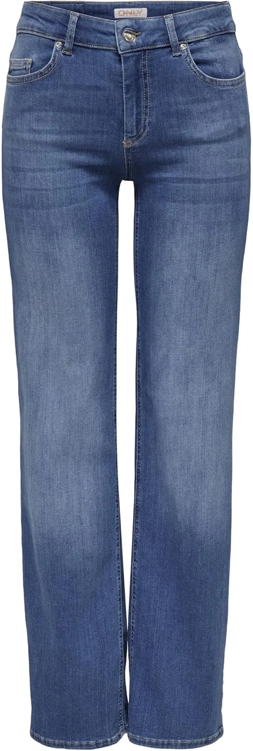 ONLY Female Straight-Fit Jeans ONLBLUSH Mittlere Taille Gerade geschnitten Jeans