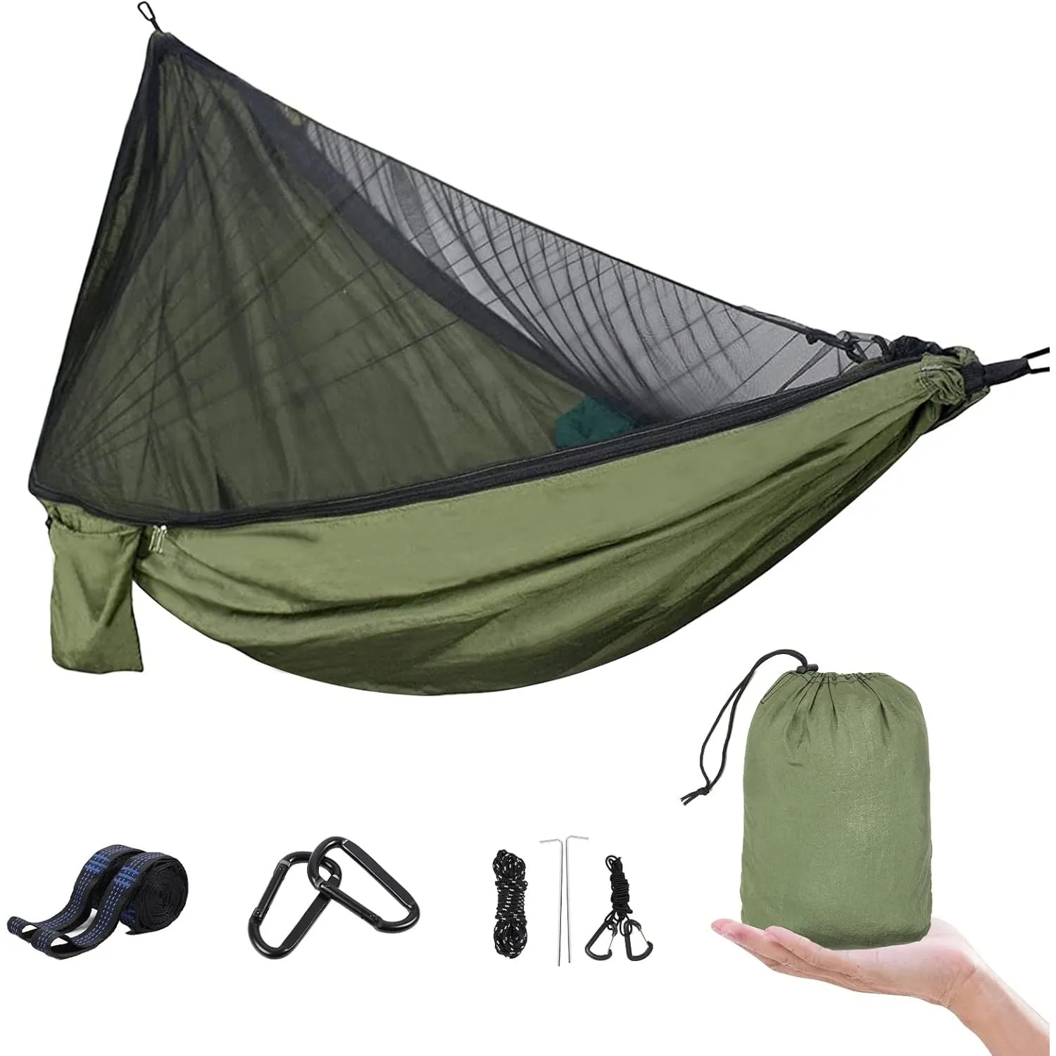 UPhitnis Hängematte Outdoor mit Moskitonetz 600lb Traglast Atmungsaktiv Ultraleicht Fallschirm Nylon Camping Reisehänge…