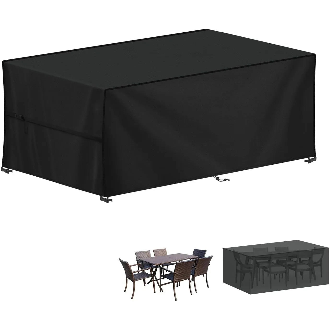 LAMUNI Abdeckung Gartenmöbel Schutzhülle für Gartentische, 200x80x70cm Loungemöbel Abdeckung wasserdichte Gartenmöbel A…