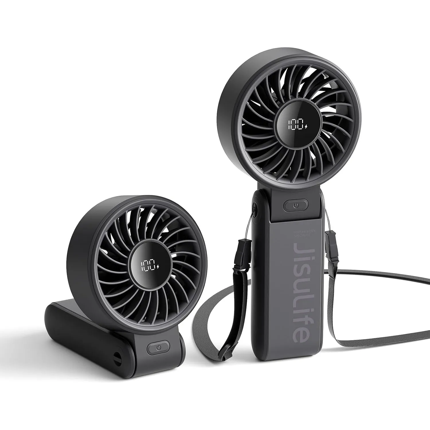 JISULIFE Handventilator 7, Leistungsstarker tragbarer Ventilator mit LED Anzeige, 19.5 Stunden maximale, 5000 mAh, 3-IN…