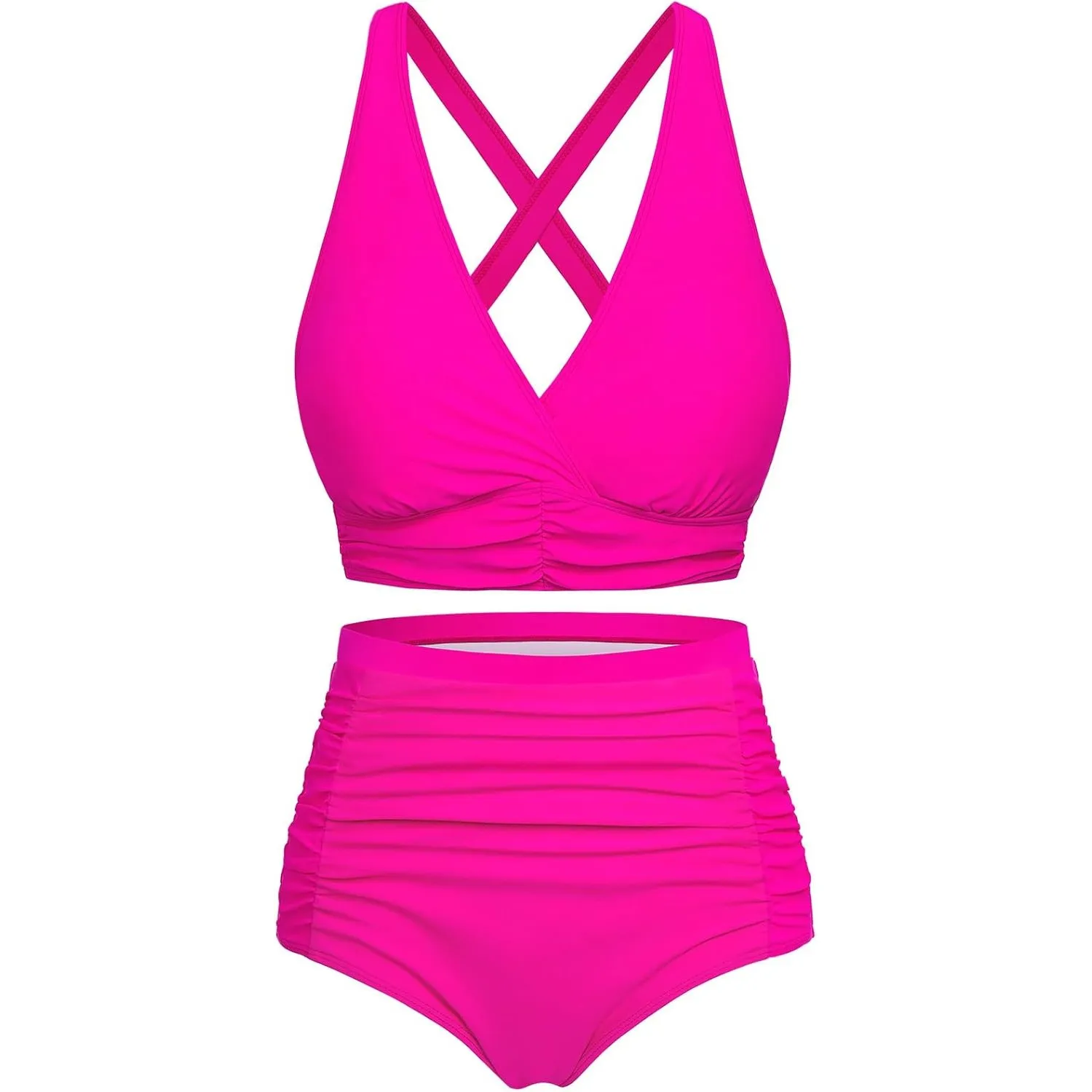 Svanco Bikini Damen Set Bauchweg High Waist Badeanzug Push Up Bademode Lace Up V Ausschnitt Blumenmuster Zweiteiliger S…